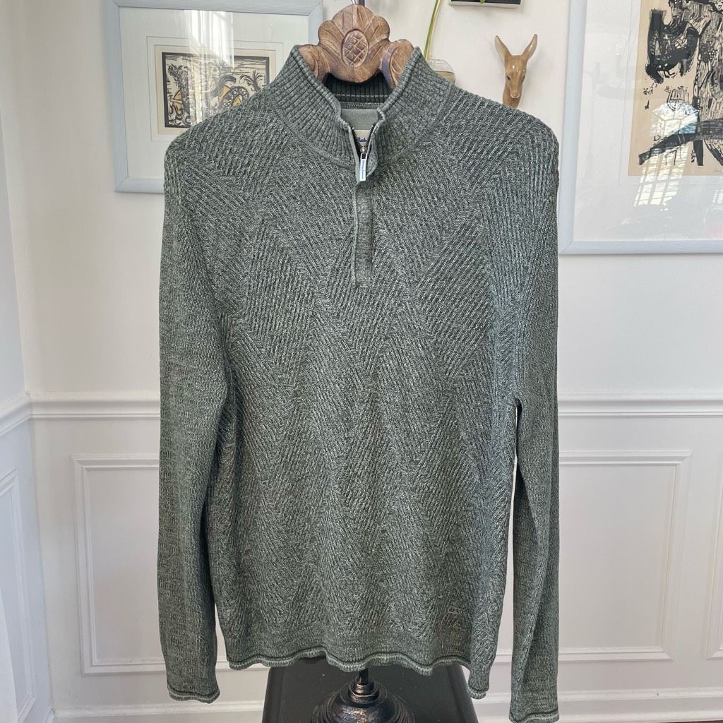 Tommy Bahama Tommy Bahama 1/4 Zip Cotton Sweater Green L Size US L / EU 52-54 / 3 - 1 Thumbnail