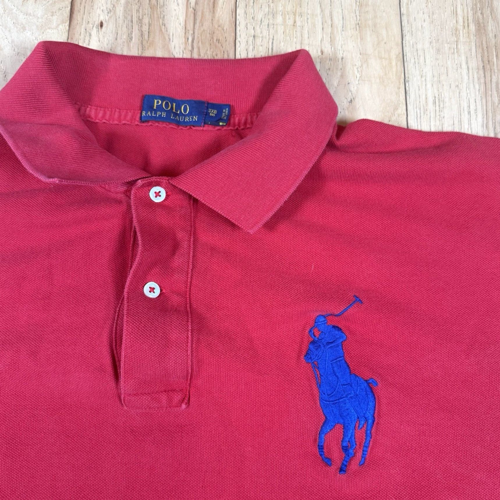 Ralph Lauren VINTAGE Polo Ralph Lauren Big Pony Shirt Mens 3XB Red Blue Short Sleeve Embroidered Preppy Casual Rugby 3XL Mens Size US XXL / EU 58 / 5 - 3 Thumbnail