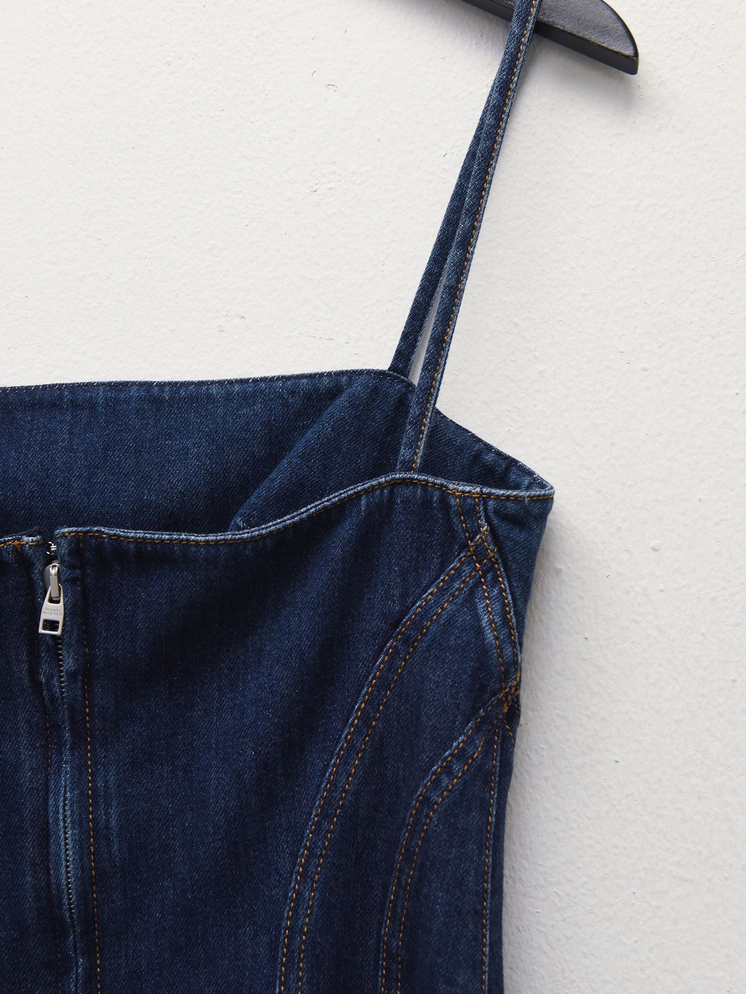 Alexander McQueen ALEXANDER MCQUEEN Flared Denim Mini Dress Size S / US 4 / IT 40 - 7 Thumbnail