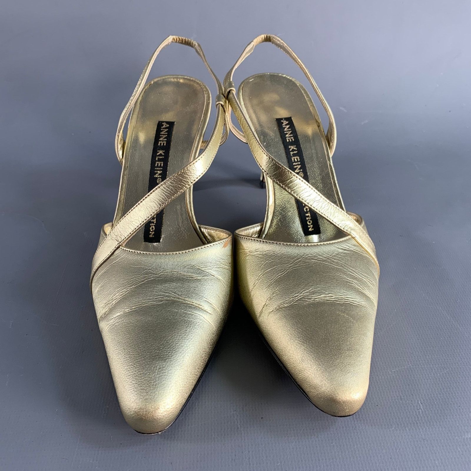 Anne Klein ANNE KLEIN Size 6.5 Gold Leather Ankle Strap Pumps Size US 6.5 / IT 36.5 - 4 Thumbnail