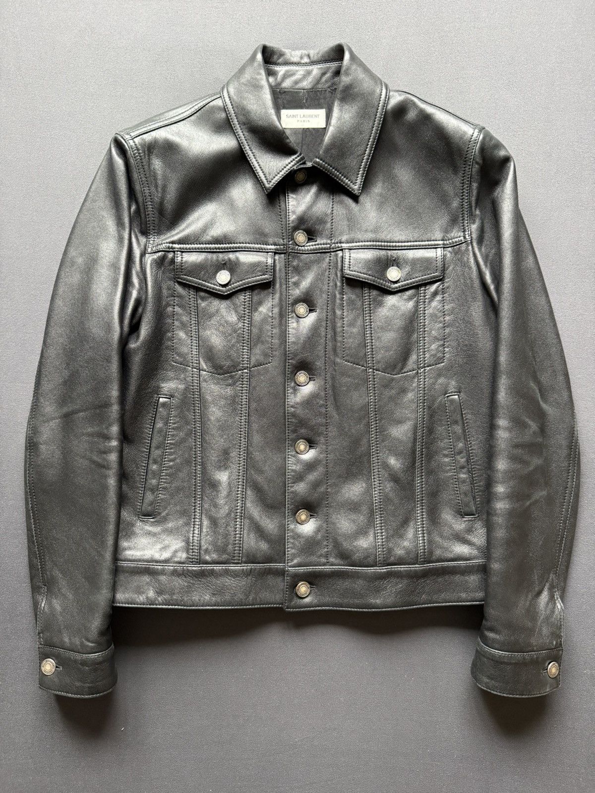 Saint Laurent Paris Saint Laurent Paris - Lamb skin Trucker Jacket - size 48 Size US M / EU 48-50 / 2 - 1 Thumbnail