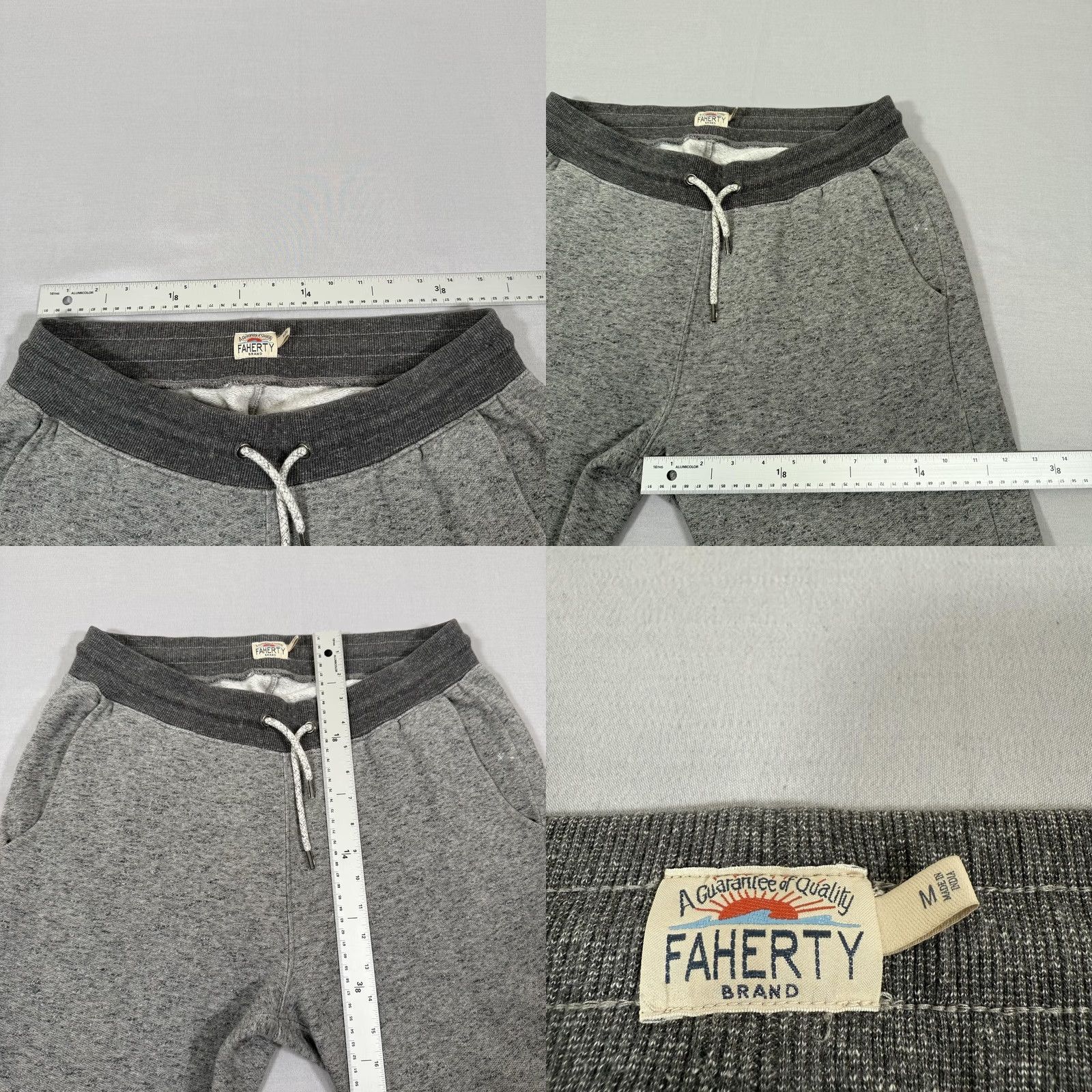 Faherty Faherty Mens Medium Gray Fleece Jogger Pants Drawstring Stretch Elastic Waist Size US 31 - 8 Thumbnail
