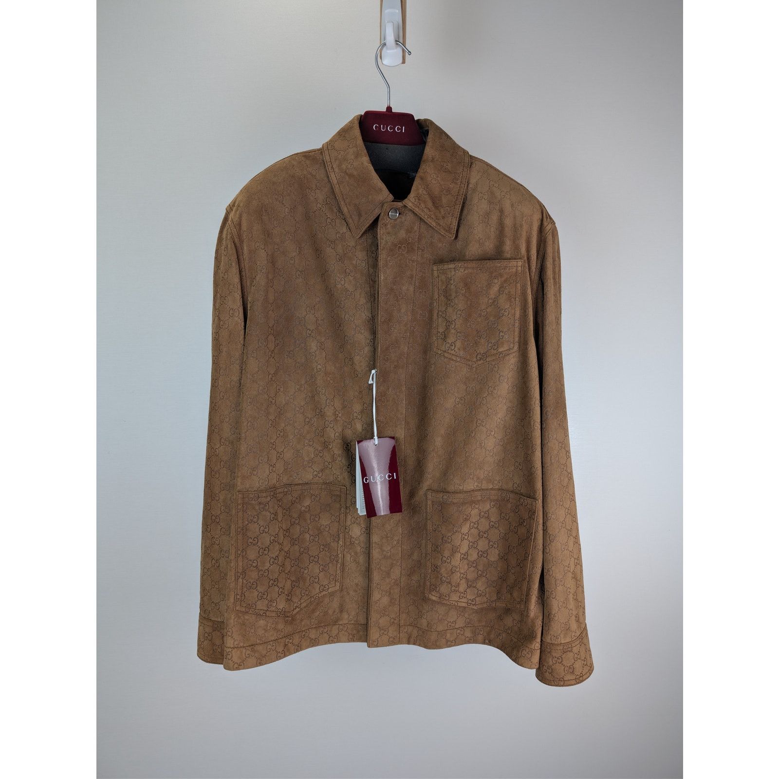 Gucci o1rshd1 Embossed GG Suede Jacket in Camel / Beige Size US M / EU 48-50 / 2 - 1 Thumbnail