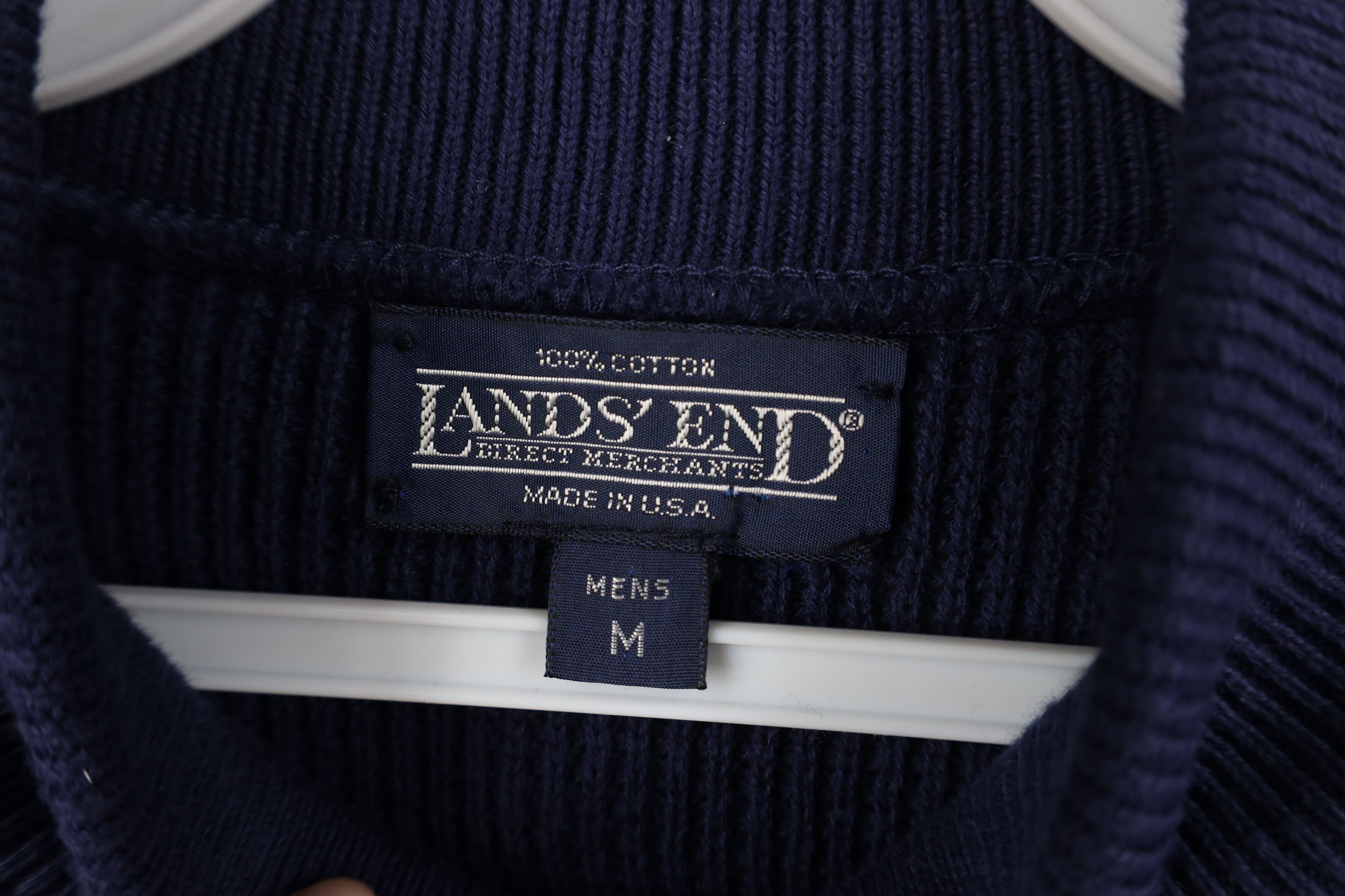 Lands' End Vintage 70s Lands End Cotton Ribbed Knit Henley Sweater USA Size US M / EU 48-50 / 2 - 8 Thumbnail