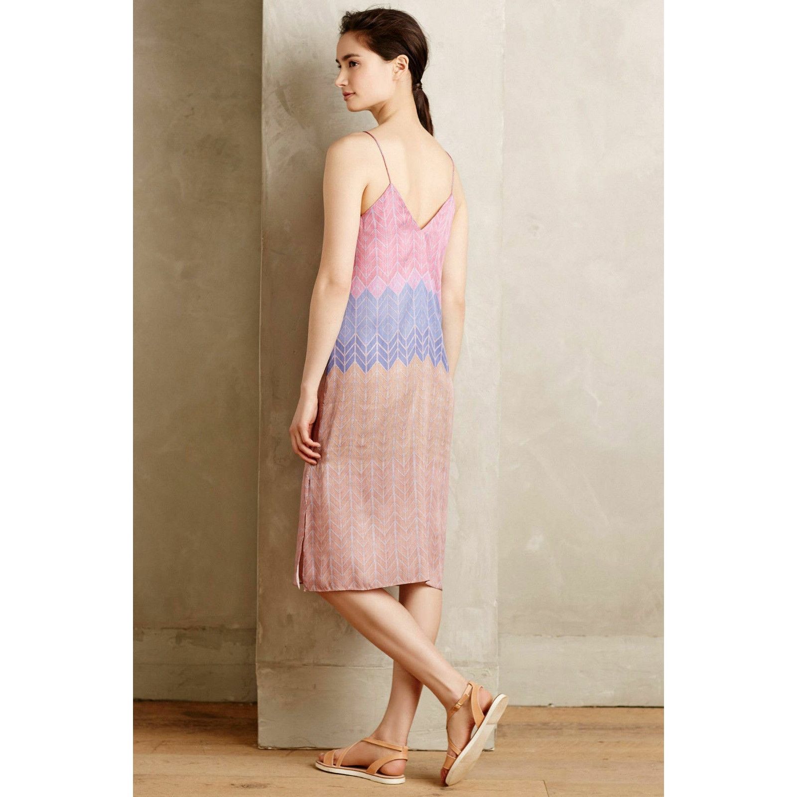 Anthropologie New Anthropologie Morgan Carper Chevron Stripe Slip Dress Size M / US 6-8 / IT 42-44 - 2 Thumbnail