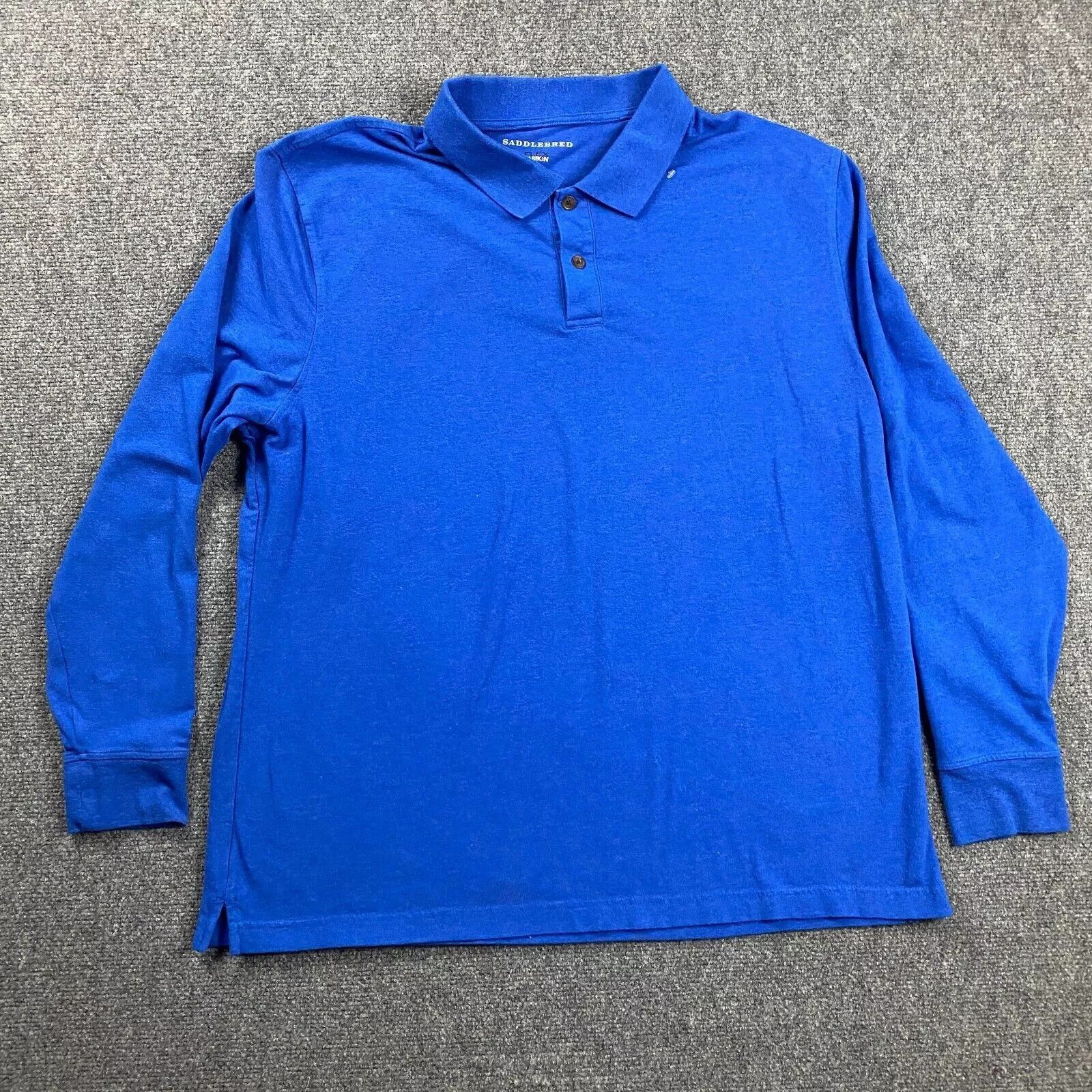Saddlebred Saddlebred Polo Shirt Mens XL Flex Carbon Long Sleeve Cotton Size US XL / EU 56 / 4 - 1 Thumbnail