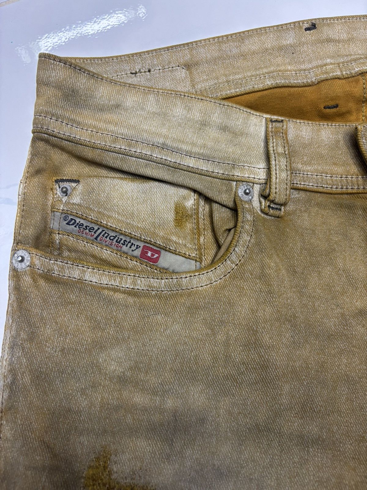 Diesel 💥Diesel Vintage Slim Skinny Distressed Jeans Tan Fade Size US 28 / EU 44 - 10 Thumbnail