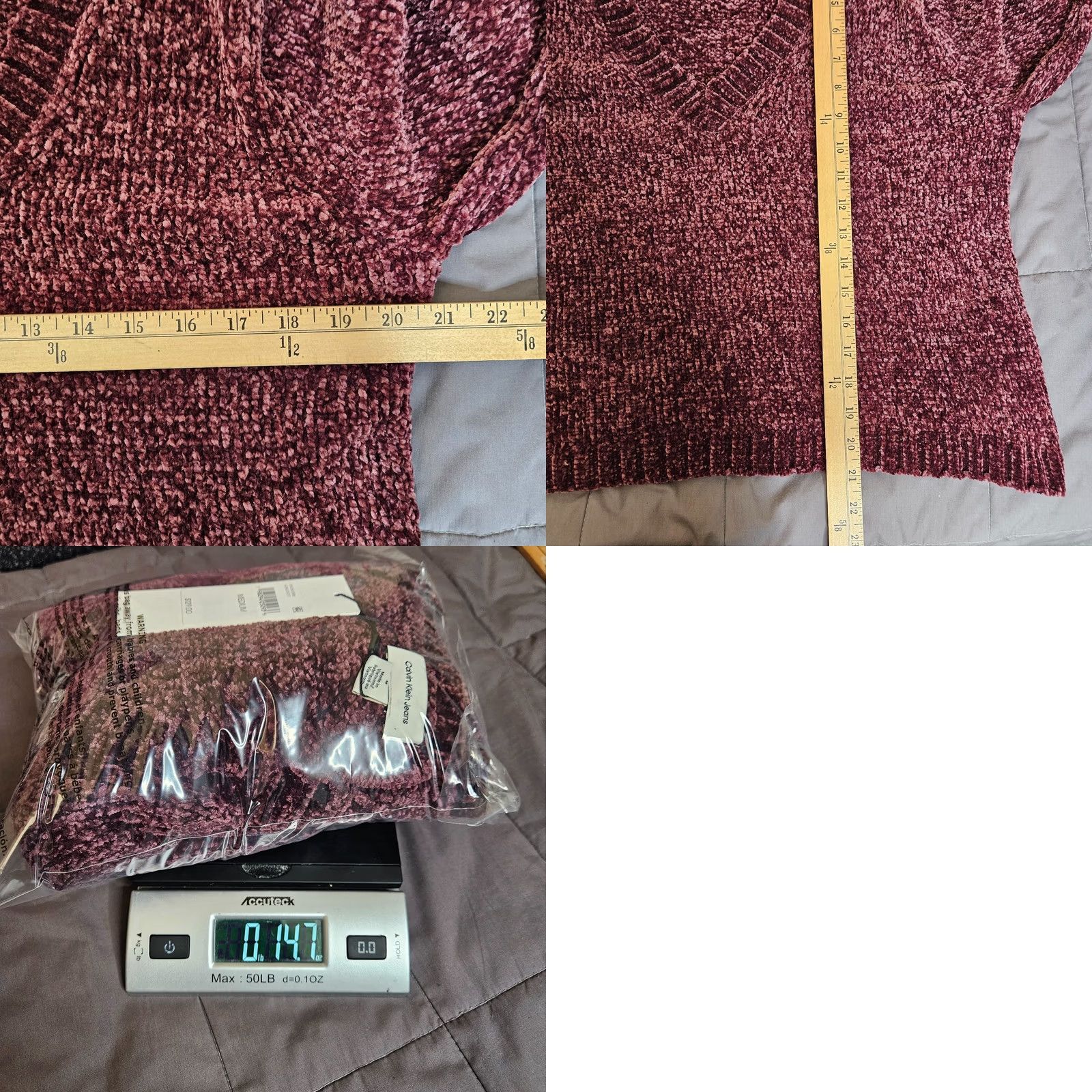 Calvin Klein Calvin Klein Sweater Women Size M Burgundy V Neck Chenille Cozy Size M / US 6-8 / IT 42-44 - 8 Thumbnail