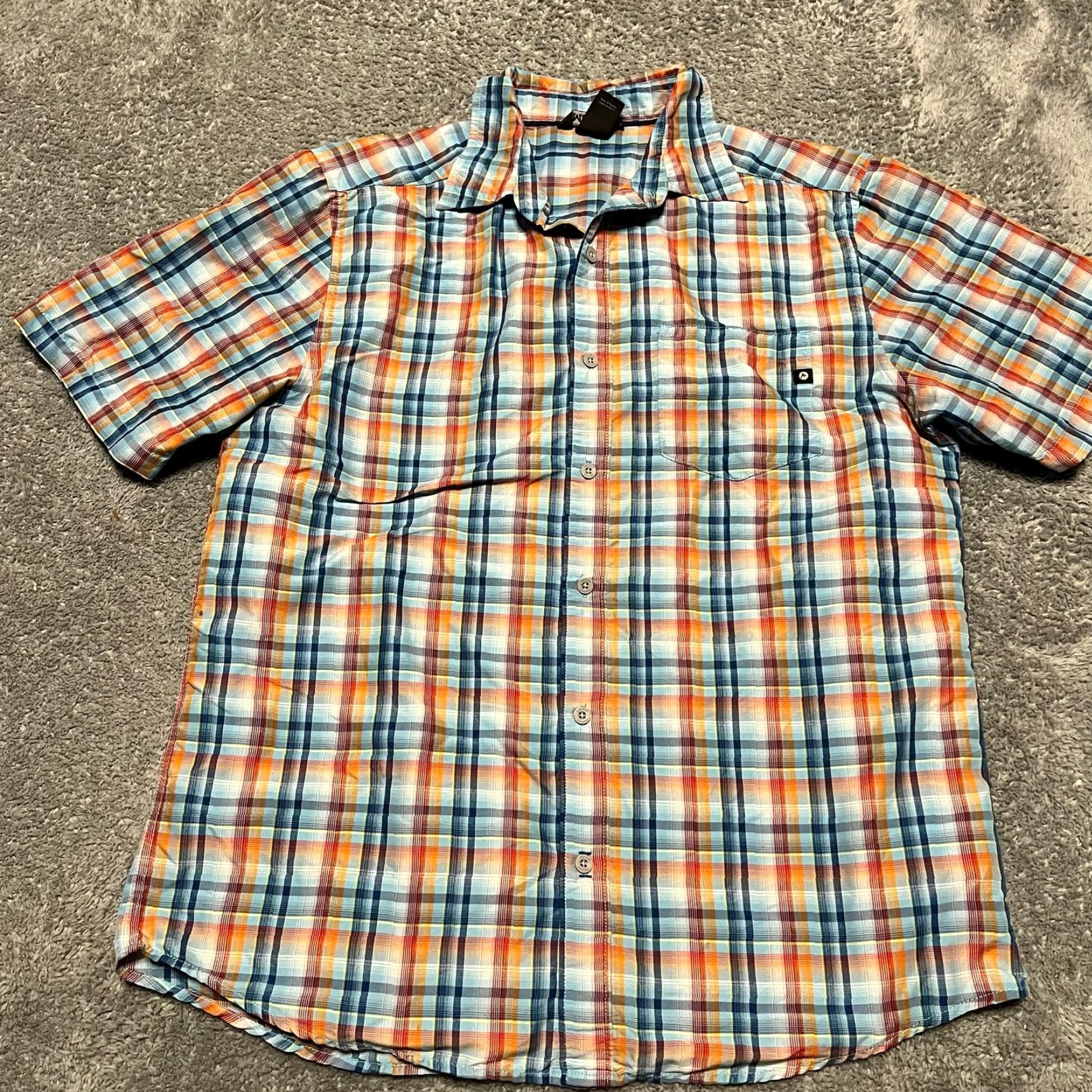 Marmot Marmot Shirt Mens Medium Plaid Button Hiking Performance Nylon Short Sleeve Blue M Mens Size US M / EU 48-50 / 2 - 2 Thumbnail