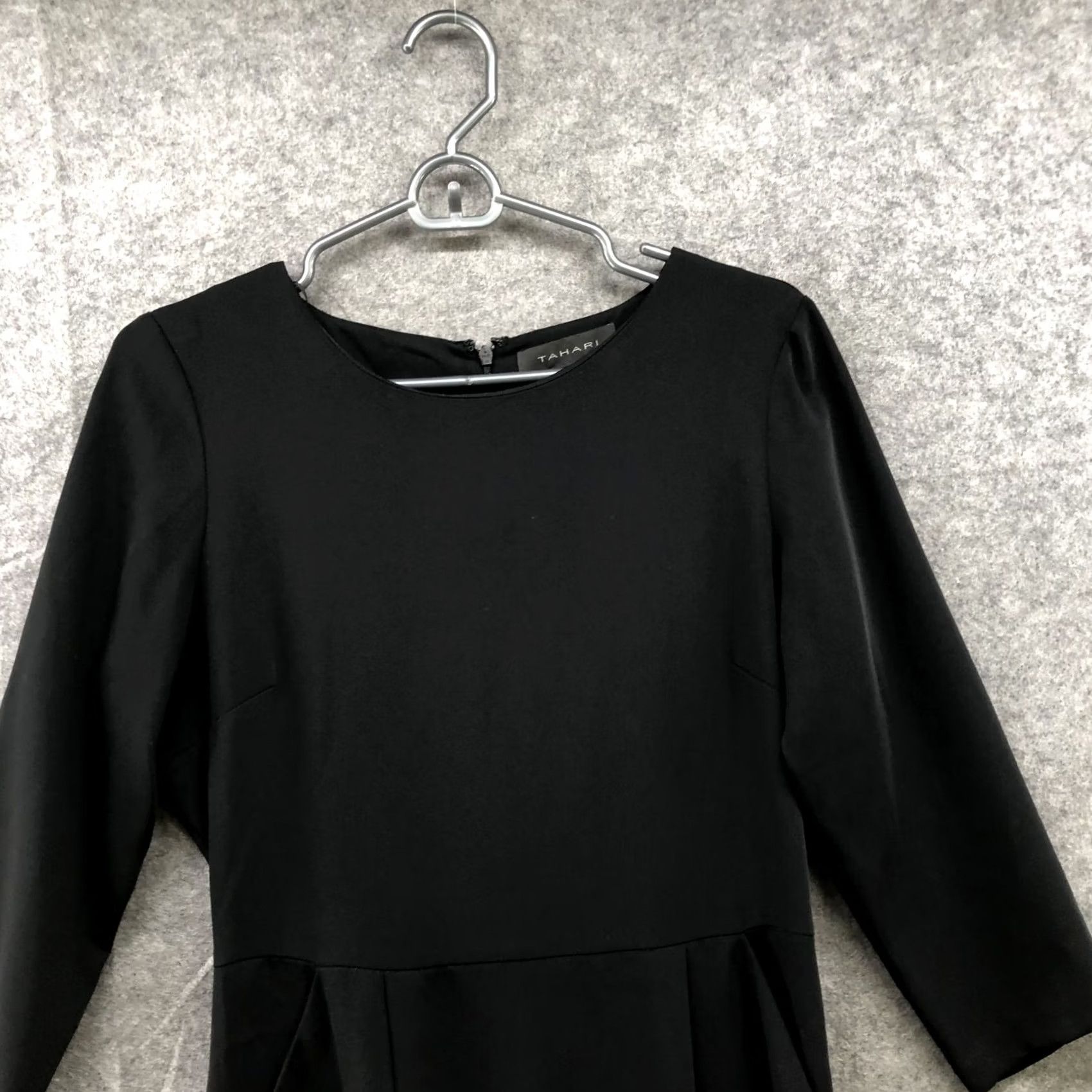 Vintage Tahari Black Mini Dress Size 6 LBD 3/4 Sleeve A-Line Pockets Formal Cocktail Party/Wedding/Workwear Womens Size M / US 6-8 / IT 42-44 - 3 Thumbnail