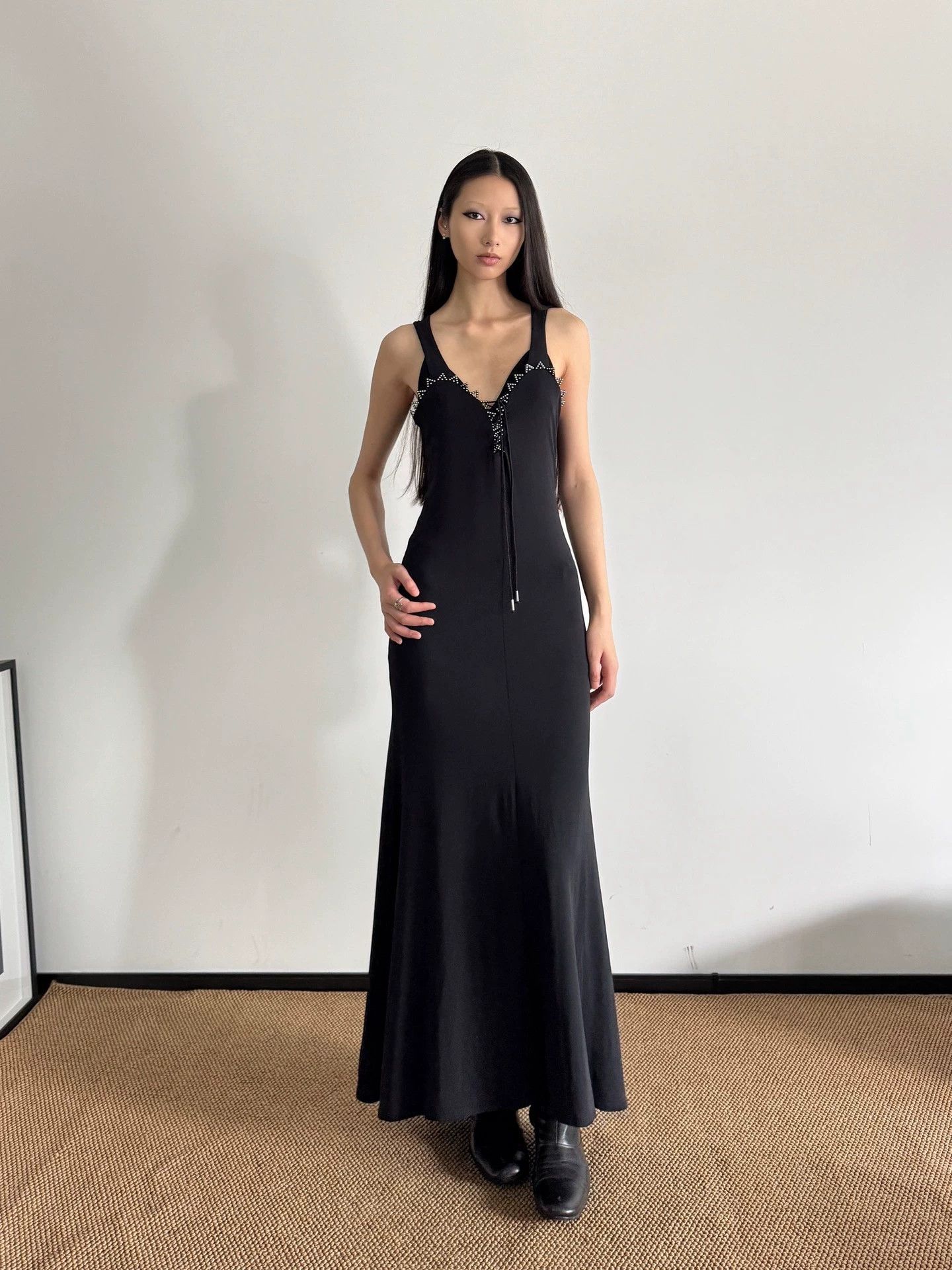 Other Vtg Italian Elastic Beaded Slim Tank Dress Size 42 Size M / US 6-8 / IT 42-44 - 1 Thumbnail