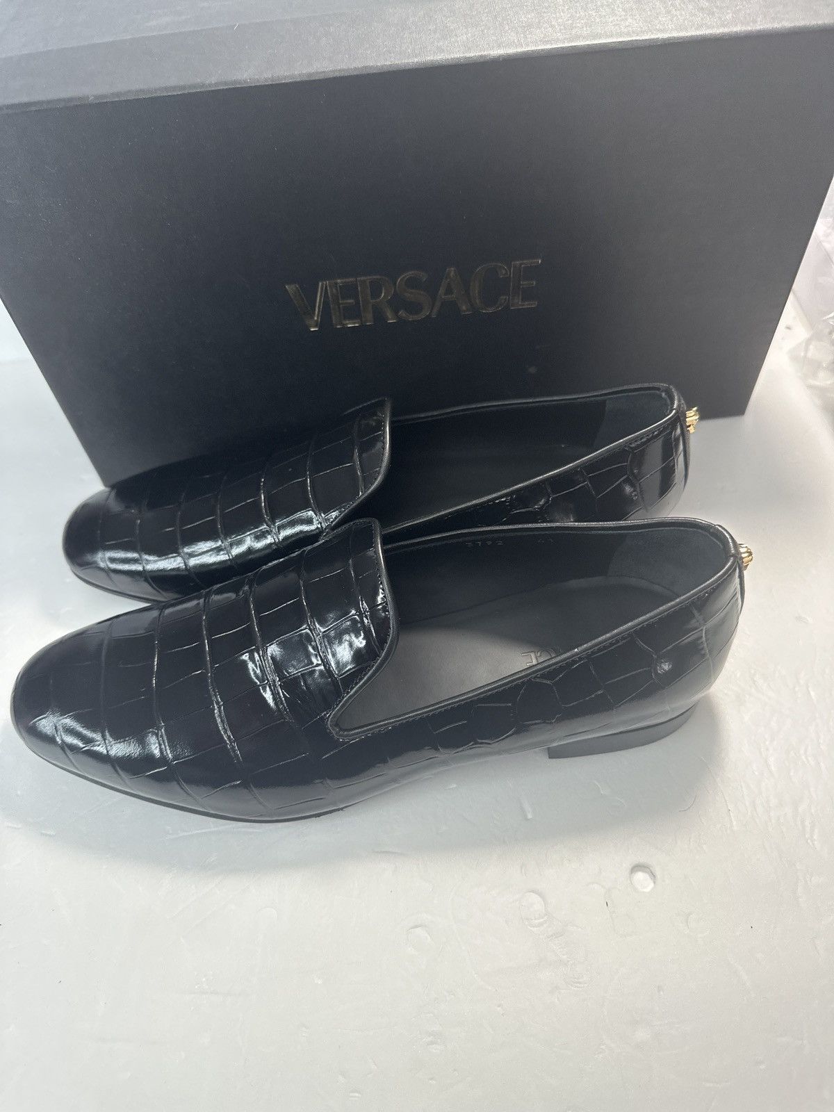 Versace Versace Croc Embossed Calfskin Smoking Slipper Size US 10.5 / EU 43-44 - 9 Thumbnail