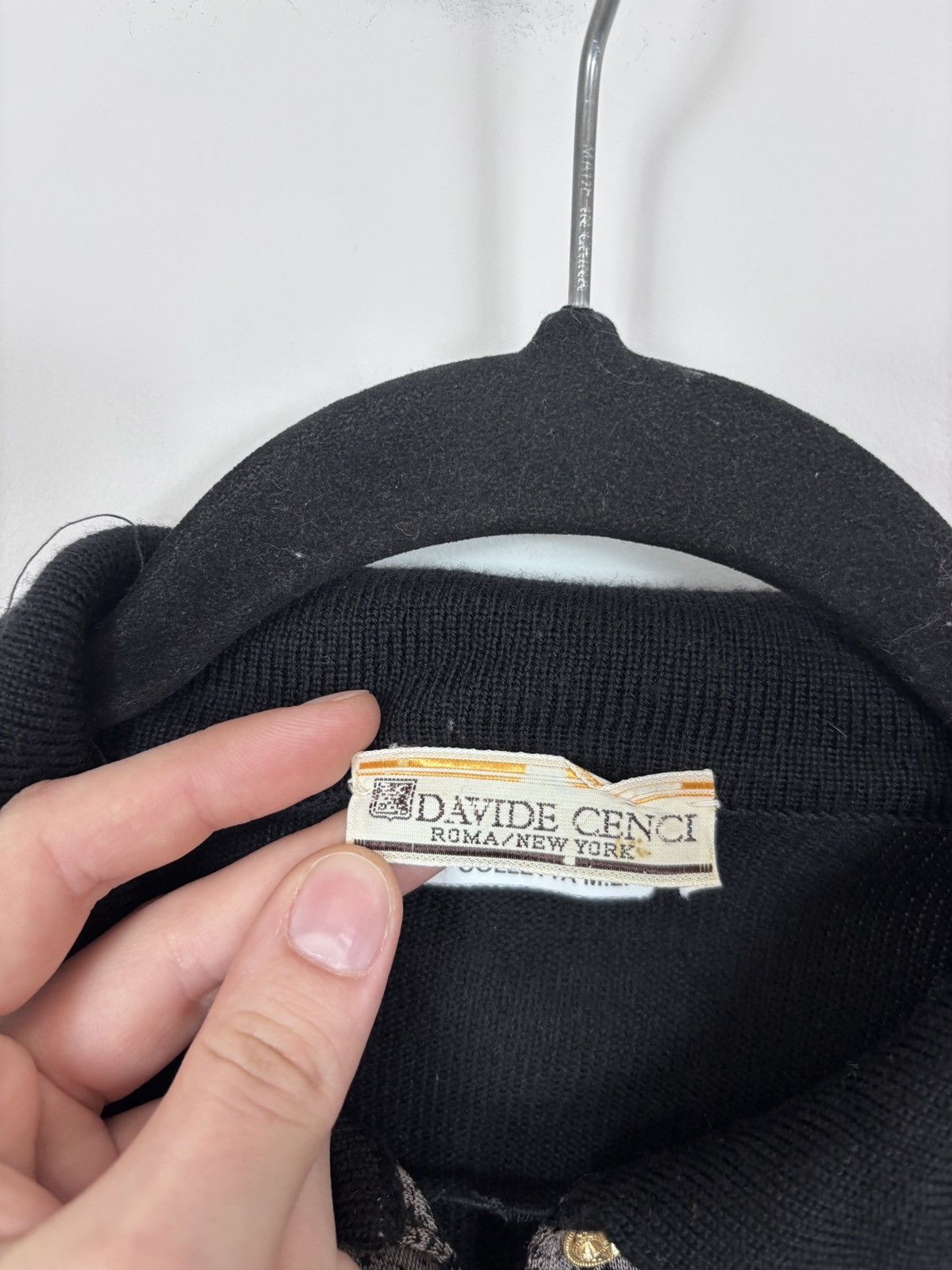 Davide Cenci Vintage Davide Cenci Women’s Black Wool Knit Sweater Size L / US 10 / IT 46 - 9 Thumbnail