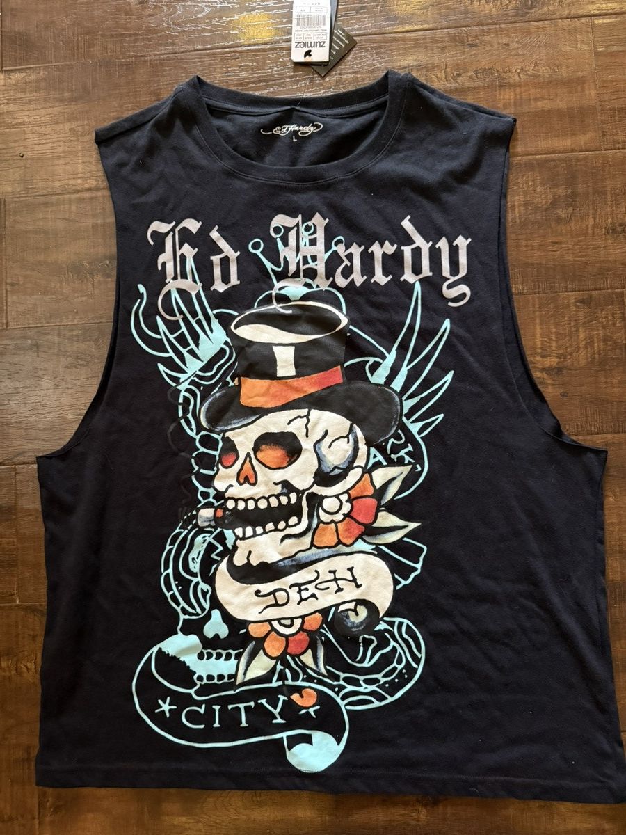 Ed Hardy Black ed hardy sleeveless cut off Size US L / EU 52-54 / 3 - 1 Thumbnail