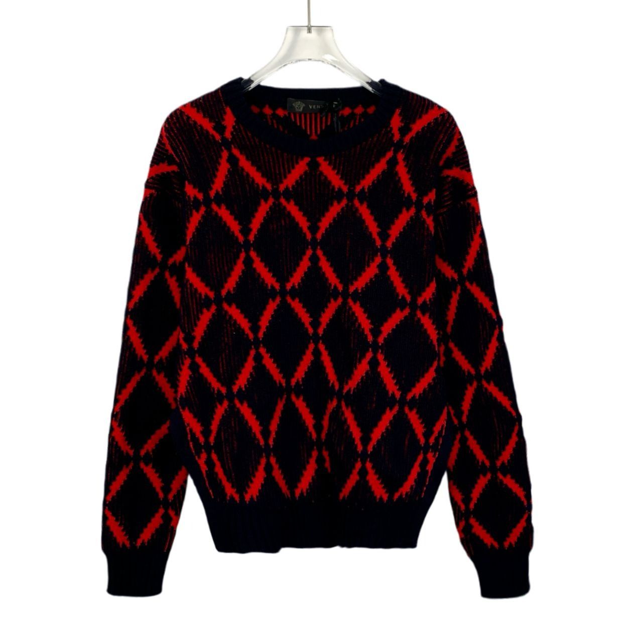 Versace Versace Geometric Knit Sweater Size 42 Red & Black Wool Size M / US 6-8 / IT 42-44 - 1 Thumbnail
