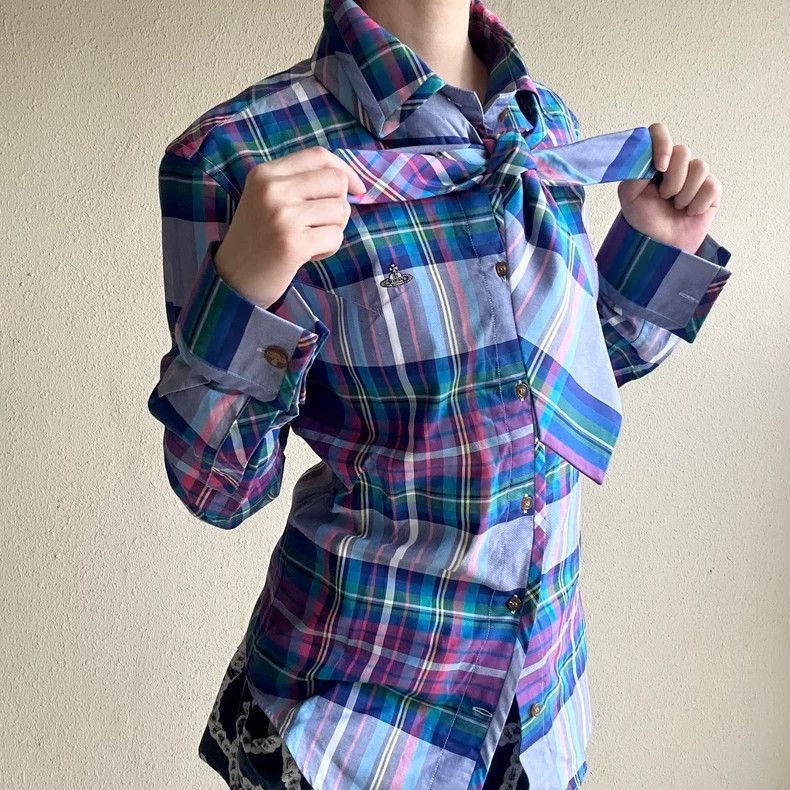 Vivienne Westwood Vivienne Westwood Plaid tie bow shirt Size M / US 6-8 / IT 42-44 - 1 Thumbnail
