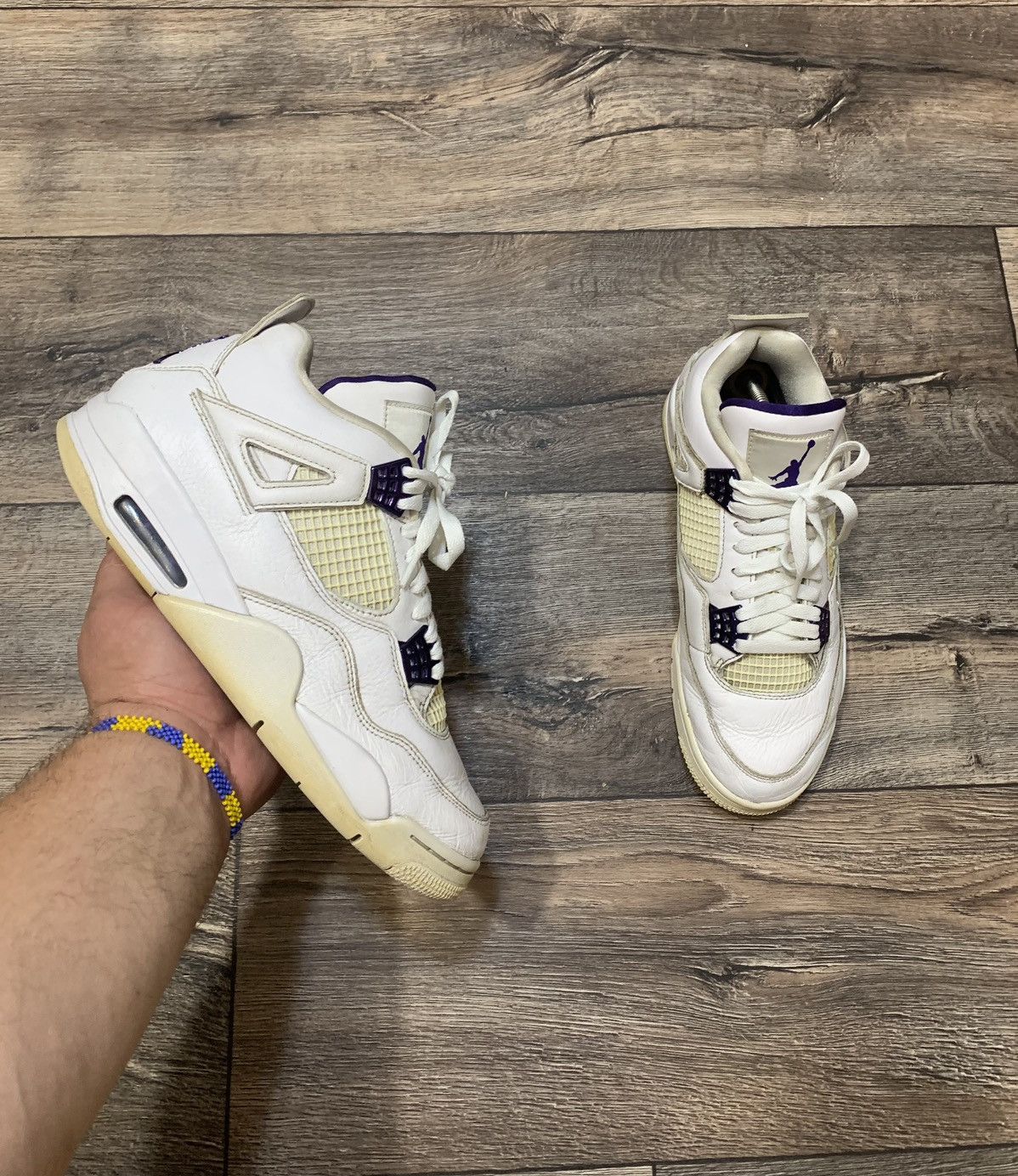 Jordan Brand × Nike Nike Air Jordan 4 Retro Purple Metallic White Size US10 Size US 10 / EU 43 - 1 Thumbnail