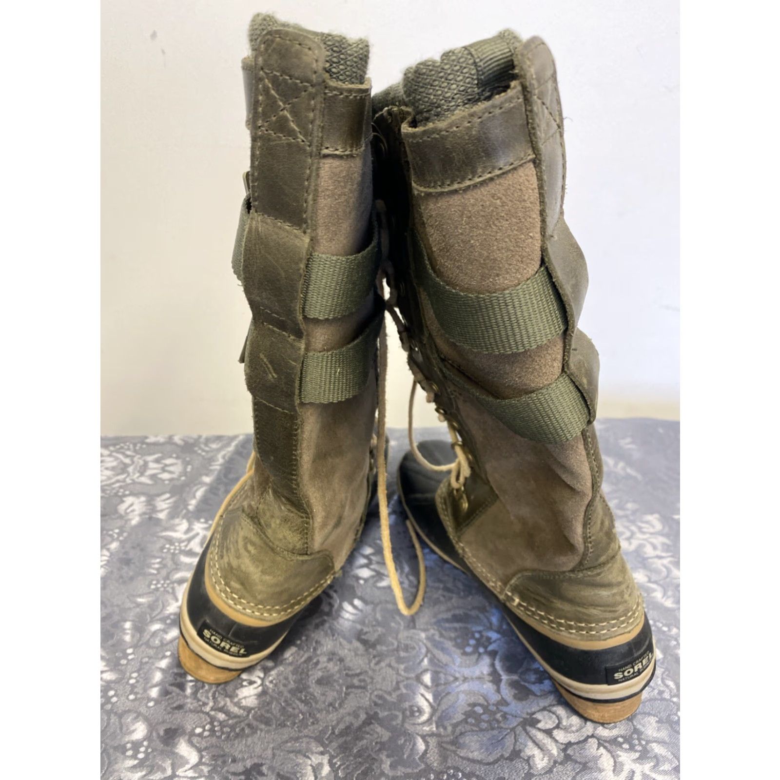 SOREL VINTAGE Sorel Conquest Carly Leather Snow Boots Waterproof Winter Boots Women Size 10 EUR 41 Military Green Size US 10 / IT 40 - 7 Thumbnail