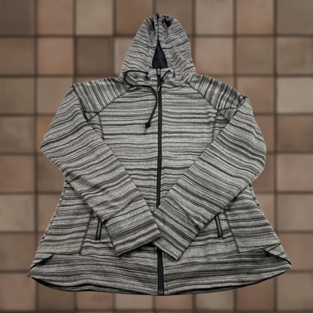 Vintage KÜHL Piper Hoodie Jacket Womens M Gray Striped Full Zip Outdoor Athletic Jacket Coats - Mens Womens? Size M / US 6-8 / IT 42-44 - 1 Thumbnail
