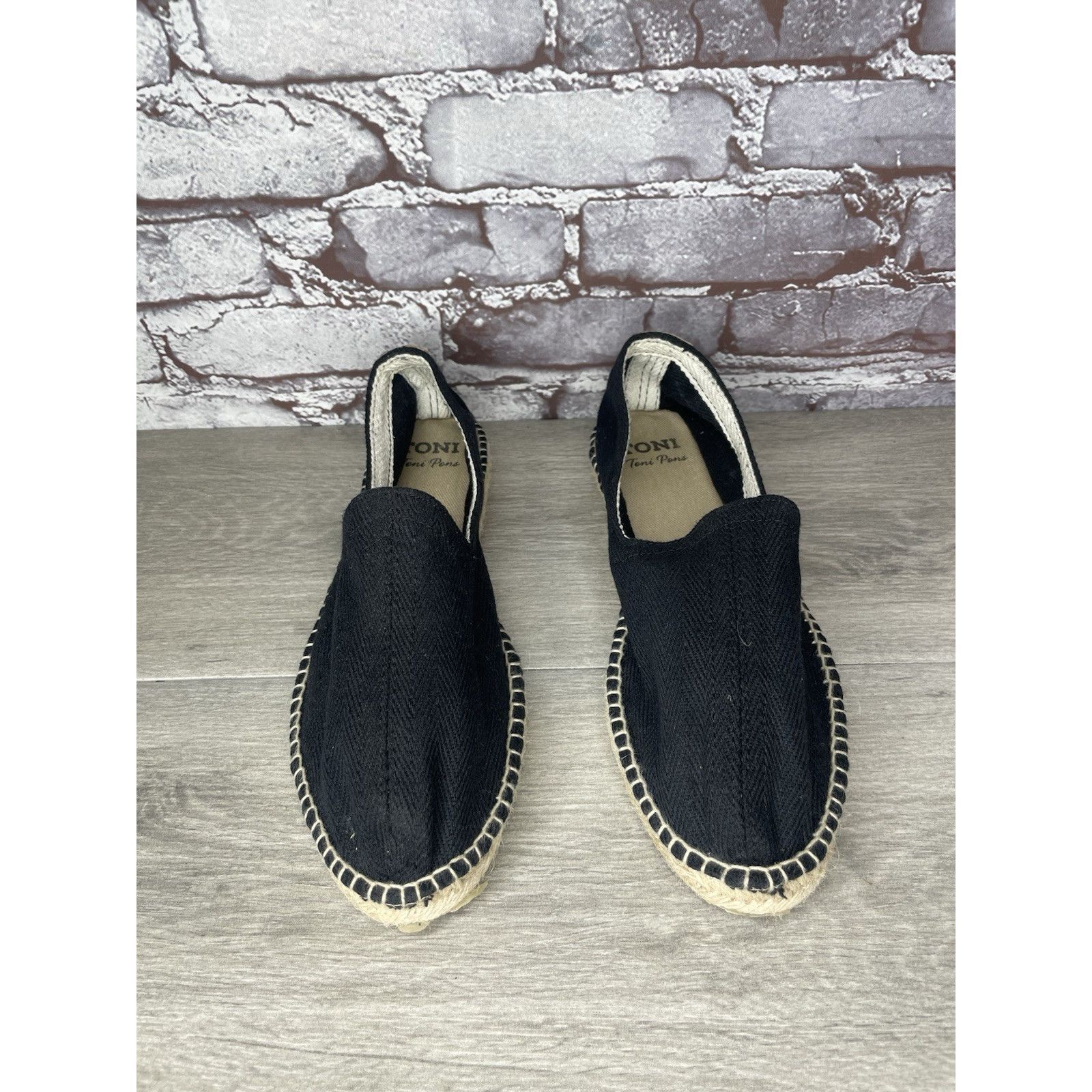 TONI GARD Toni Pons Jute Espadrille Black Canvas Slip On Comfort Casua Size US 10.5 / EU 43-44 - 13 Thumbnail