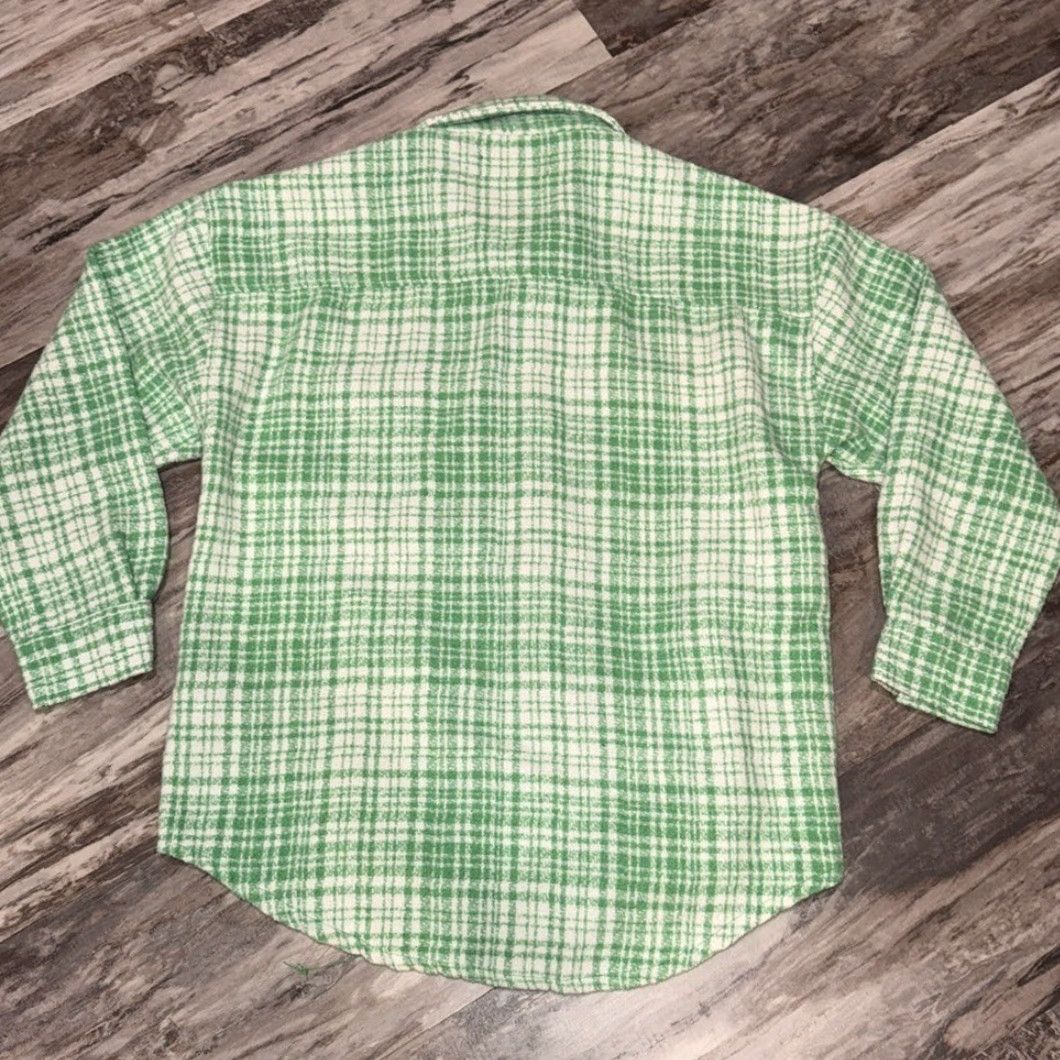 Forever 21 FOREVER 21 shacket Jacket Women M Green plaid Pearl Gold buttons Mid-Length Cotton Blend Button Pockets Relaxed 21st Century? Size M / US 6-8 / IT 42-44 - 2 Thumbnail