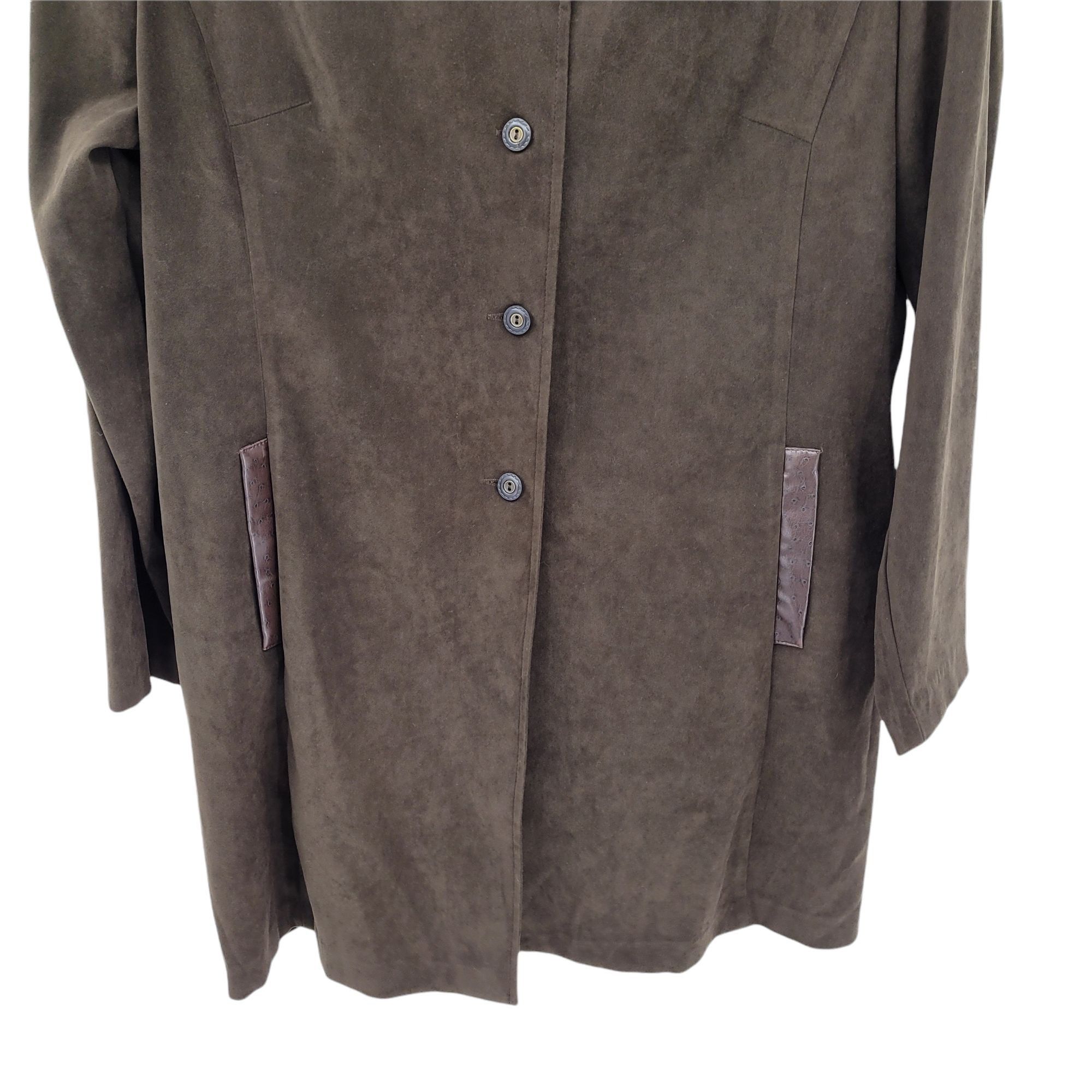 Vintage Vtg Vegan Ultrasuede Shacket Sz 16 Brown Equestrian Trench B Size XXL / US 16-18 / IT 52-54 - 6 Thumbnail