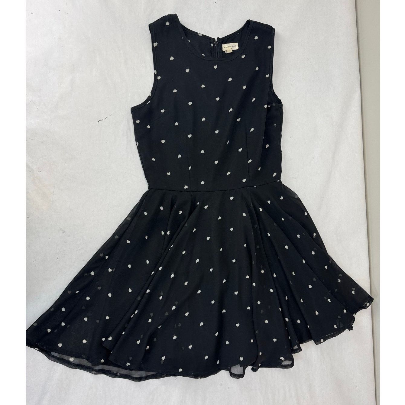 Anthropologie Maison Jules Fit and Flare Dress Hearts Black Medium Retro Size M / US 6-8 / IT 42-44 - 3 Thumbnail