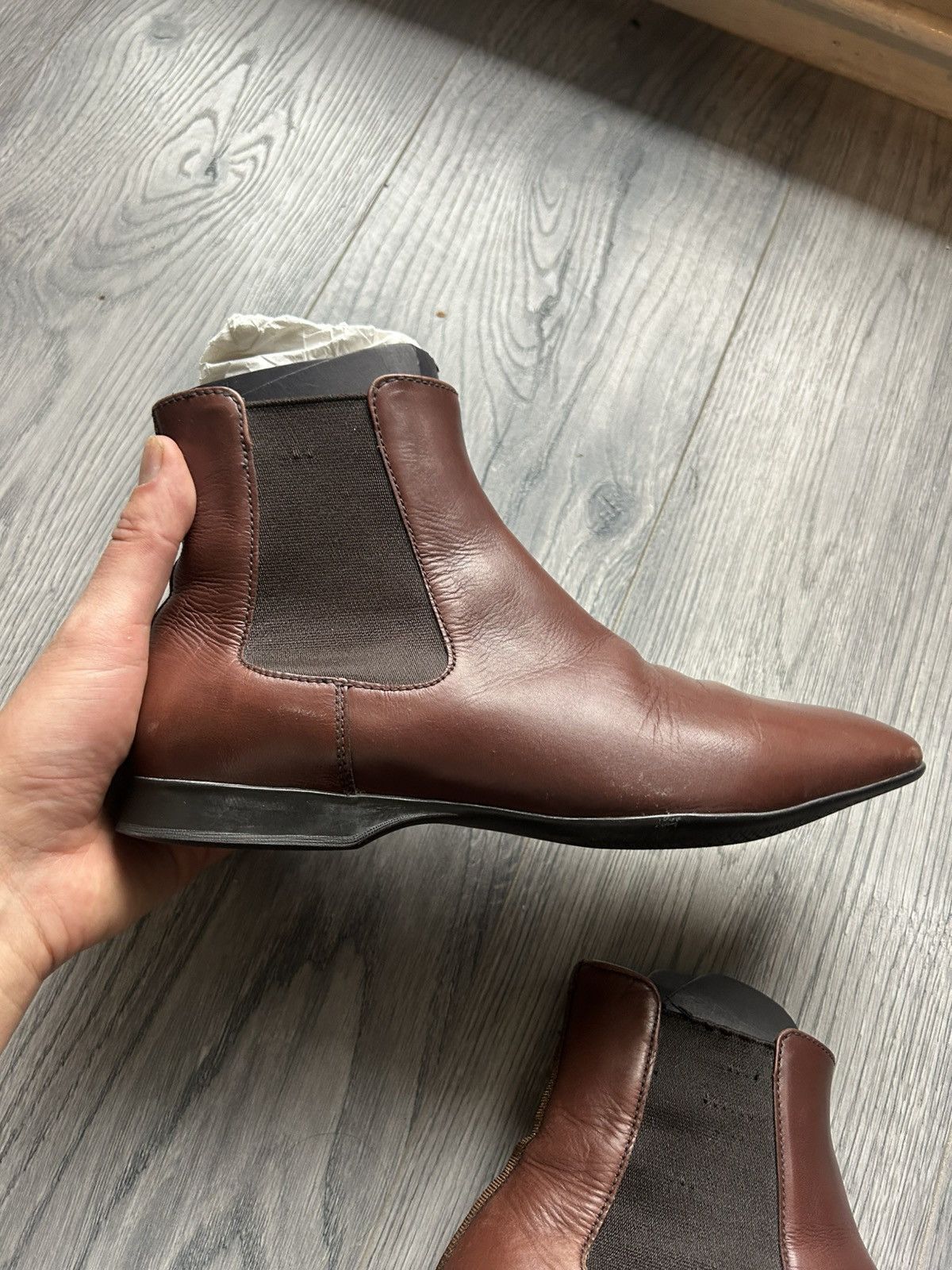 Prada Prada Brown Leather Chelsea Boots Size US 6 / EU 39 - 3 Thumbnail