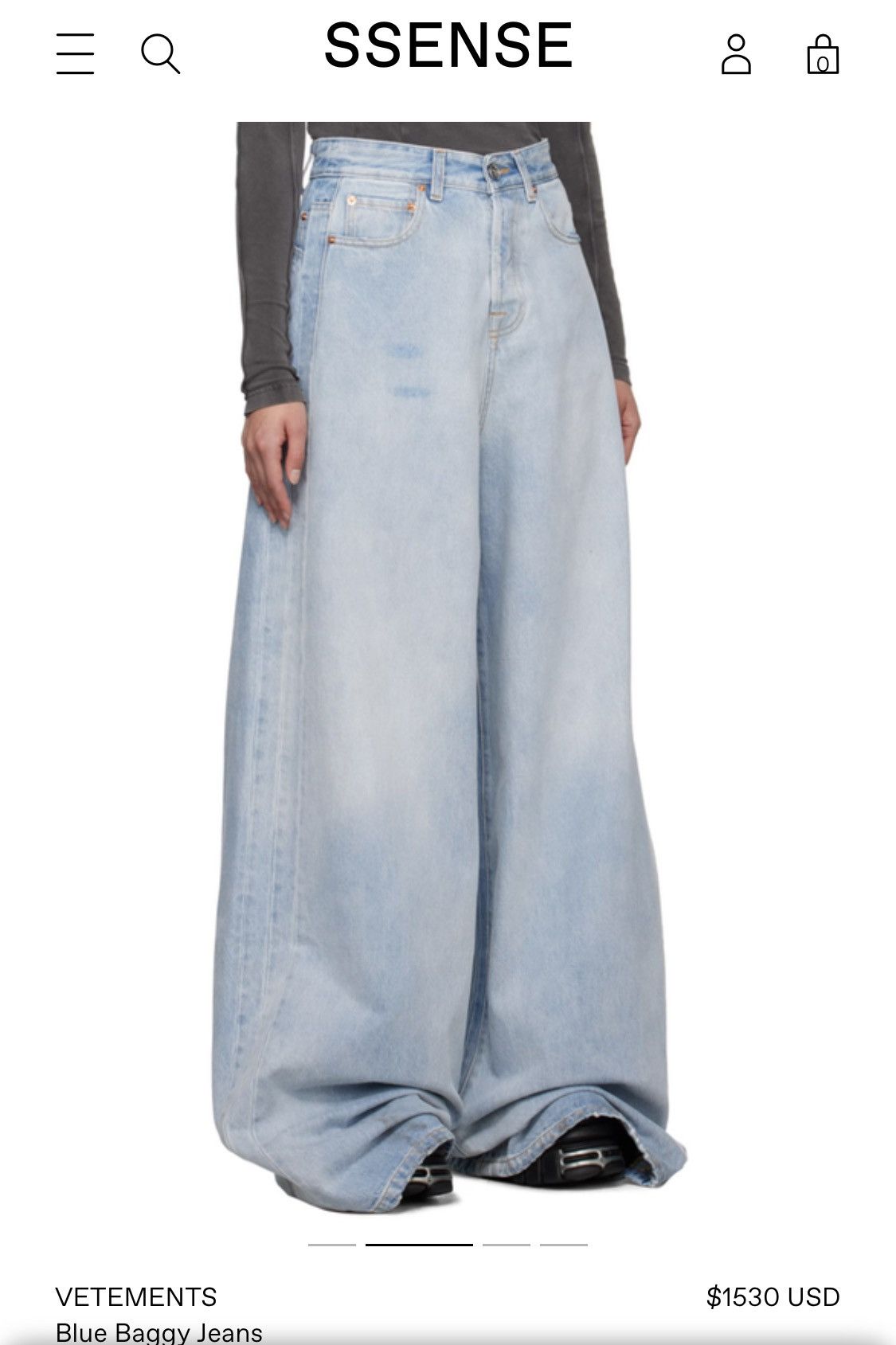 Image of Vetements Wide Leg Jeans in Washed Blue, Men's (Size 30)