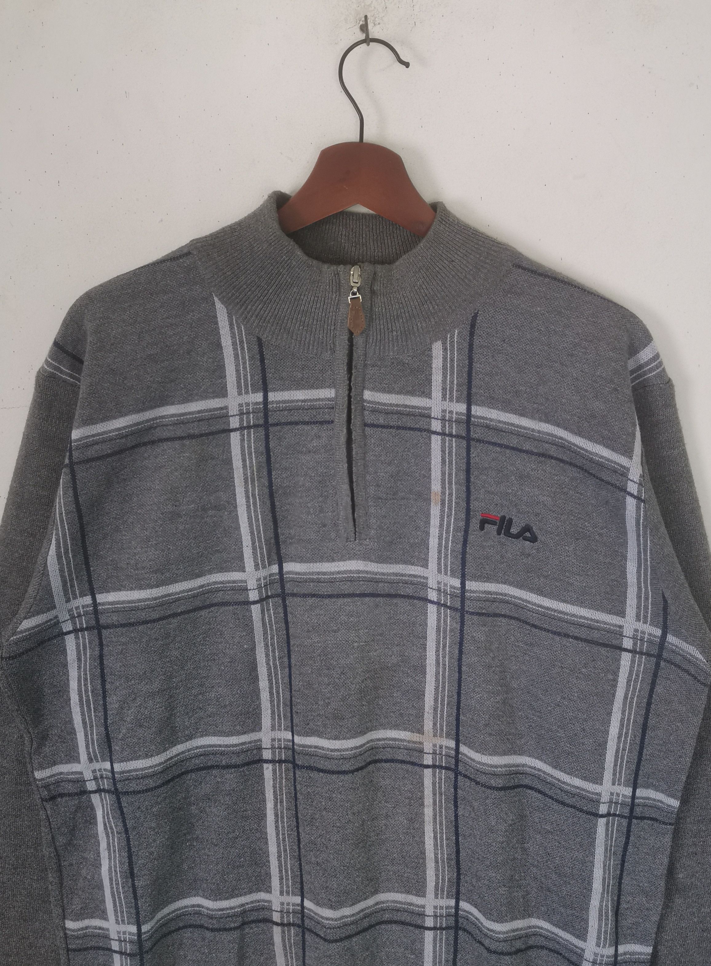 Fila × Vintage Rare FILA sweatshirt half zipper grey colour Size US L / EU 52-54 / 3 - 2 Thumbnail