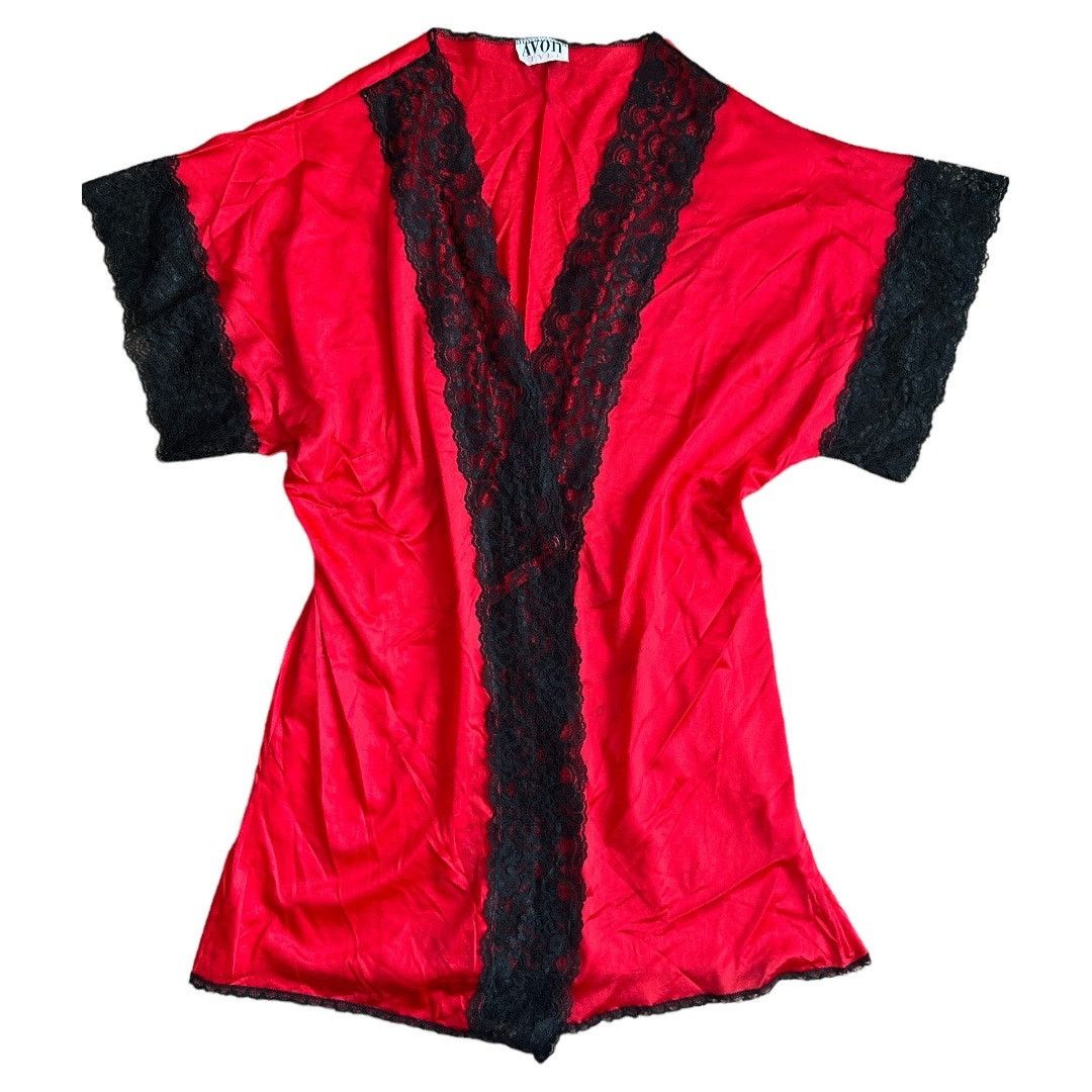 Other Avon Style Vintage Red Lace Robe, M/L Size ONE SIZE - 2 Thumbnail