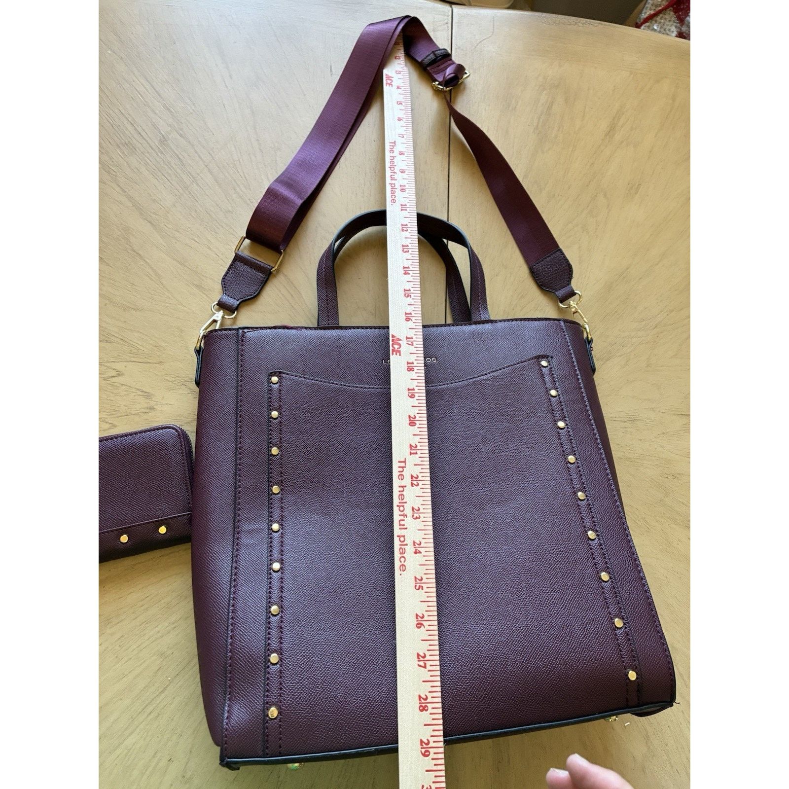 London Fog London Fog Sofia Studded Tote Bag & Matching Wallet Plum Size ONE SIZE - 12 Thumbnail
