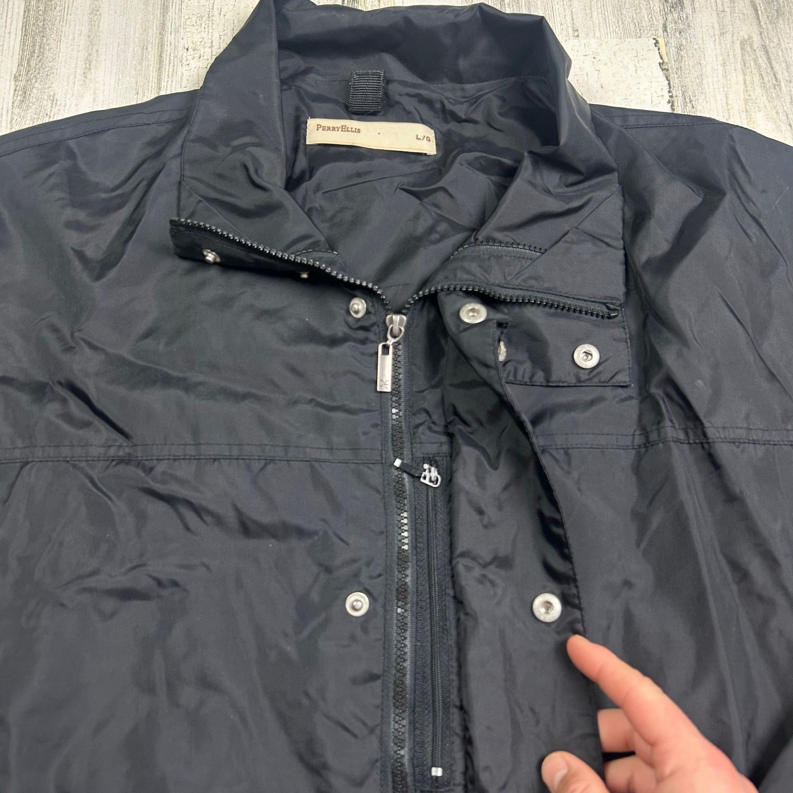 Perry Ellis × Vintage Perry Ellis Solid Black Men's Jacket Size US L / EU 52-54 / 3 - 5 Thumbnail