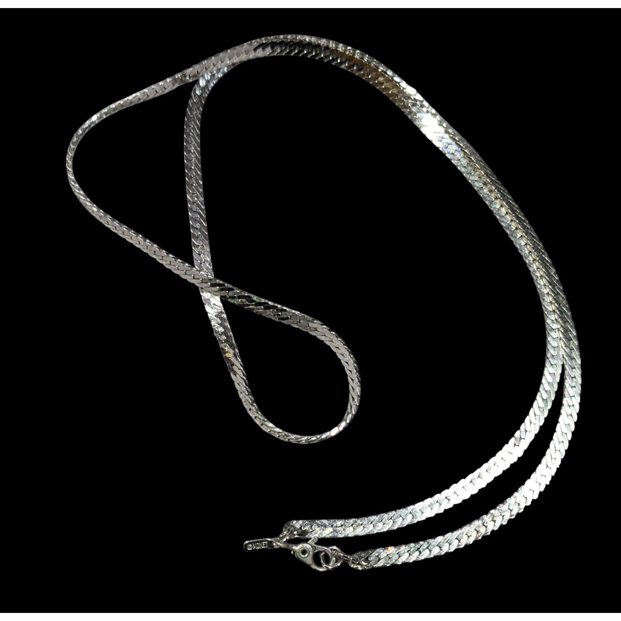 Monet Vintage Monet Herringbone Silver Tone Chain Necklace Size ONE SIZE - 1 Thumbnail