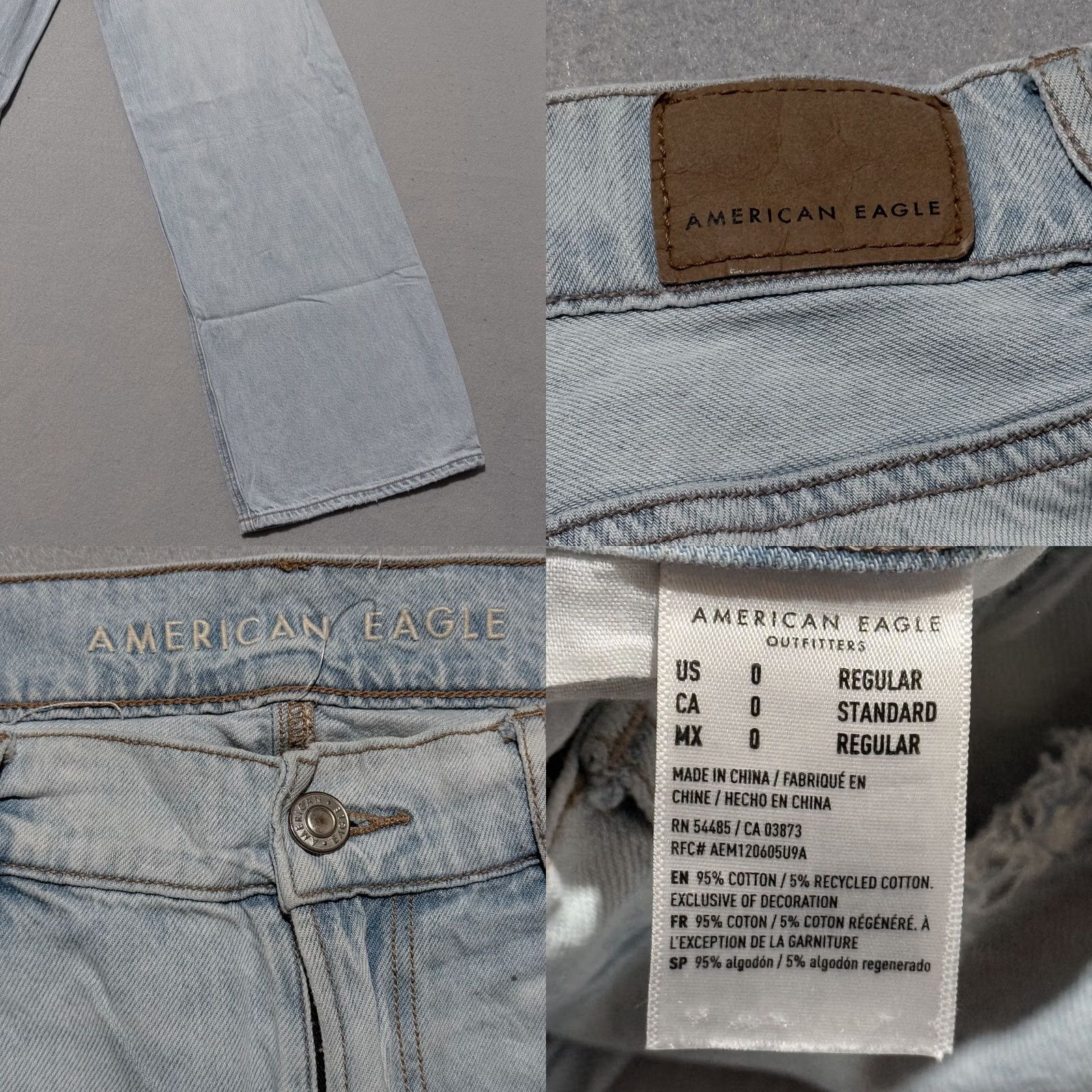 American Eagle Outfitters American Eagle Jeans Women Blue Denim Distressed Mid Rise Zip Fly Wide Leg 0 28 Inseam 29 Inseam 5-Pocket Design 90s Theme Vintage No Shirt Size 25" / US 0 / IT 36 - 8 Thumbnail