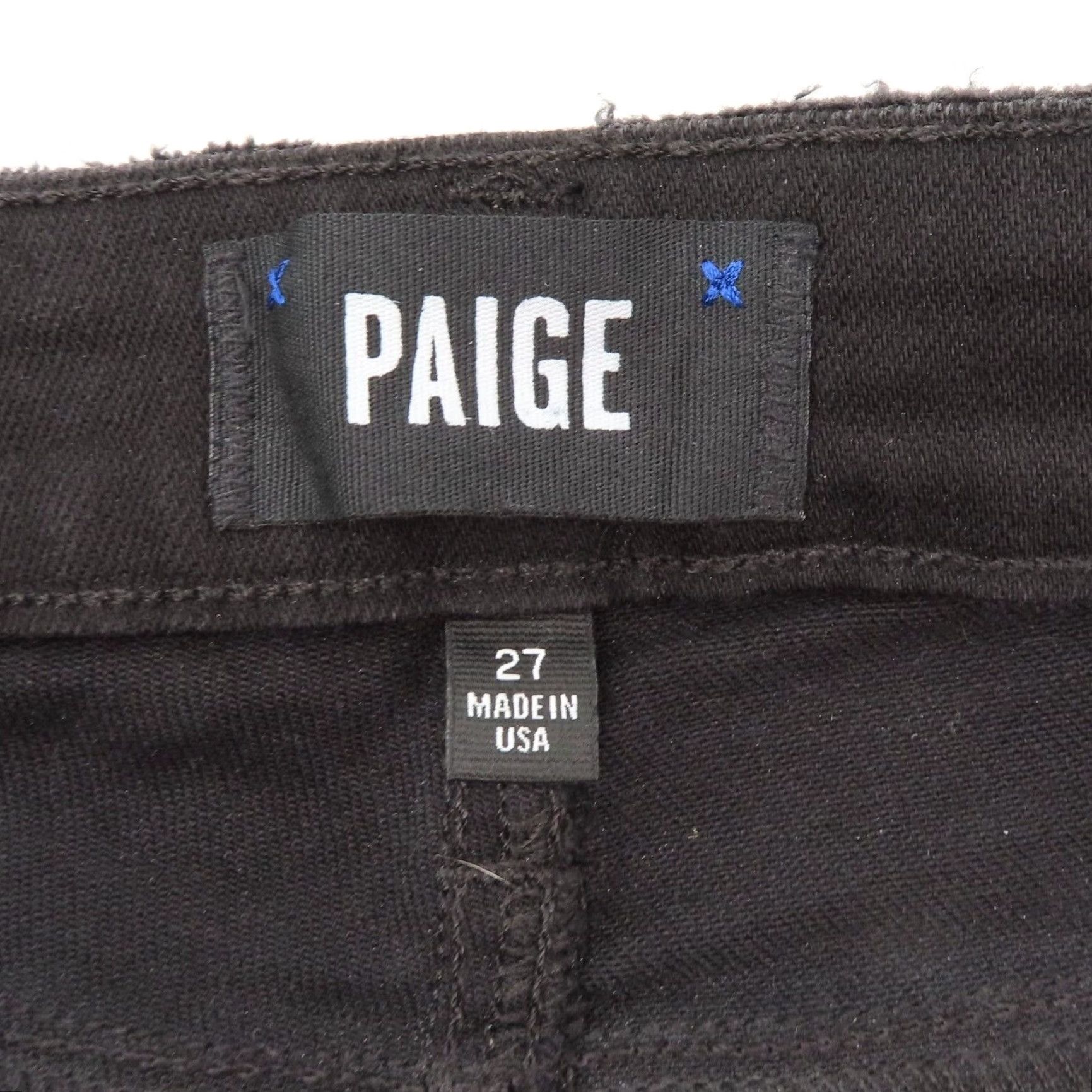 Paige Paige Hoxton Ankle Peg Lace Up Jeans Womens 27 Black Denim Cotton Blend Boyfriend Regular Hem 5.5" Inseam 30" Size 27" / US 4 / IT 40 - 5 Thumbnail