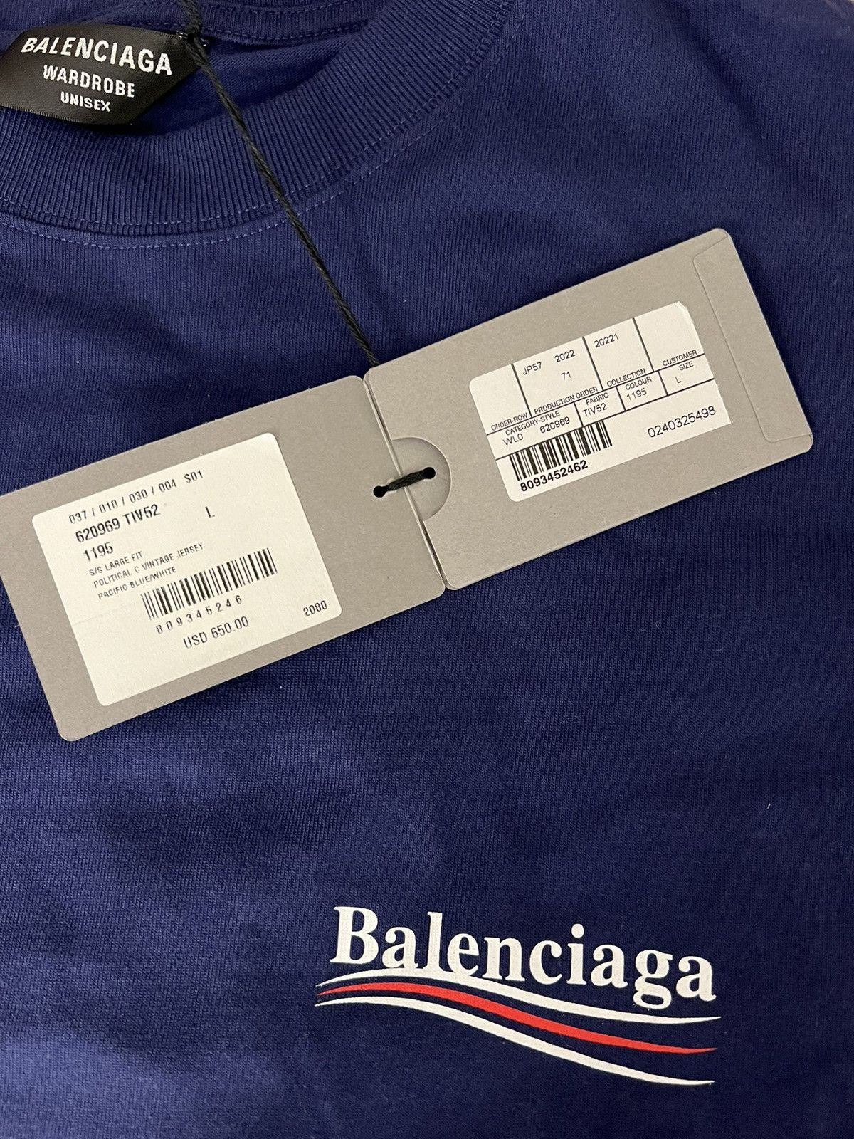 Balenciaga Political Campaign Oversized Logo-Print Cotton T-Shirt Size US L / EU 52-54 / 3 - 4 Thumbnail