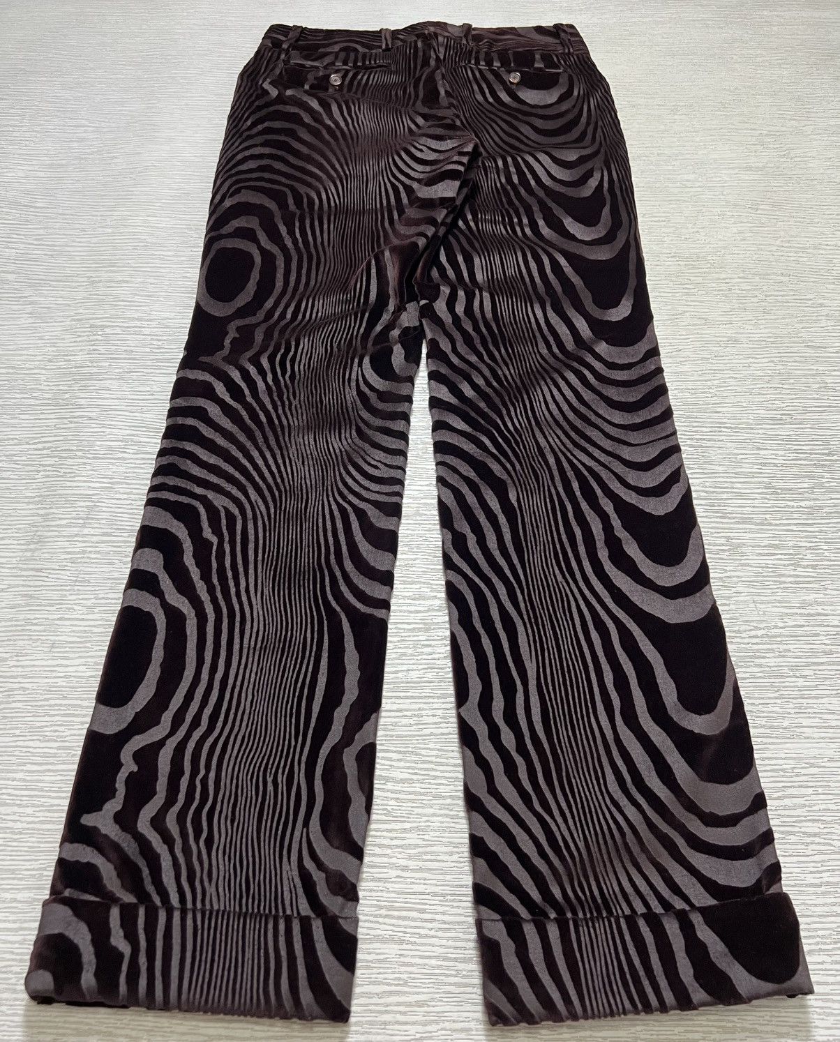 Dolce & Gabbana Dolce & Gabbana - Wood Pattern Allover Print Velvet Trouser Size US 30 / EU 46 - 12 Thumbnail