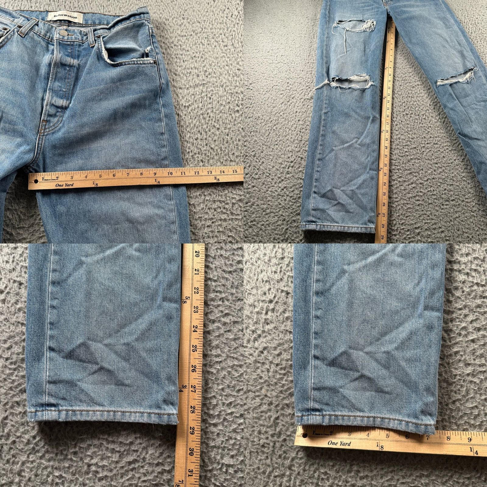 Reformation Reformation Jeans Womens 29 Straight Leg High Rise Distressed Light Wash Size 29" - 8 Thumbnail
