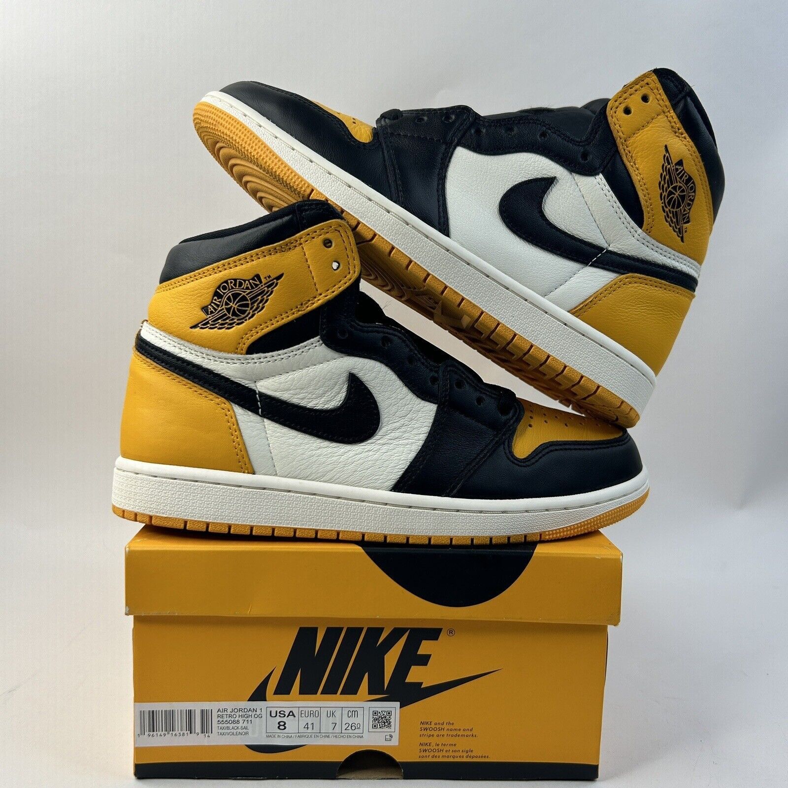 Nike Nike Air Jordan 1 Retro High OG “Yellow Toe/Taxi” 2024 Size US 8 / EU 41 - 1 Thumbnail