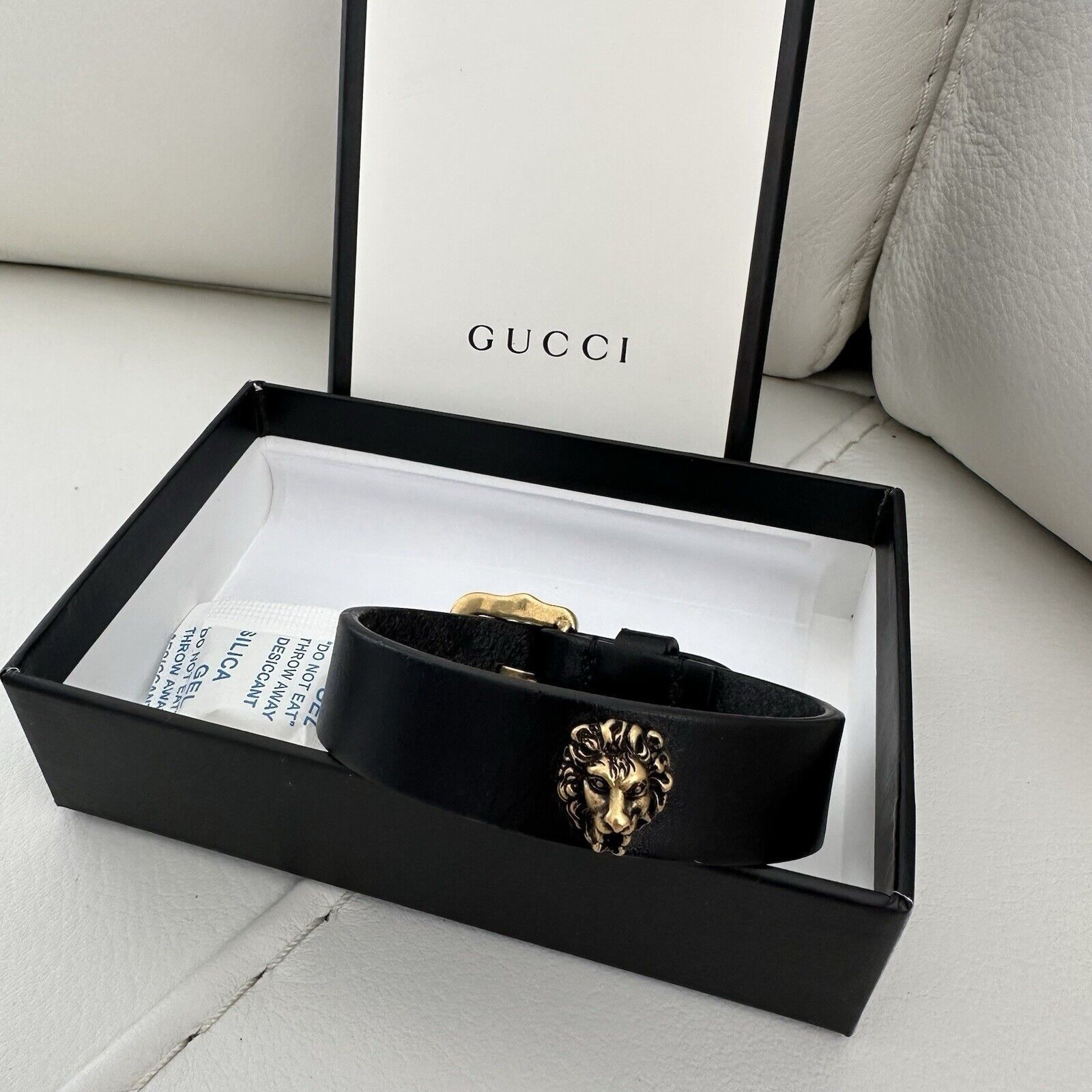 Gucci NEW GUCCI Lion Head Leather Bracelet Size M Black Size ONE SIZE - 2 Thumbnail