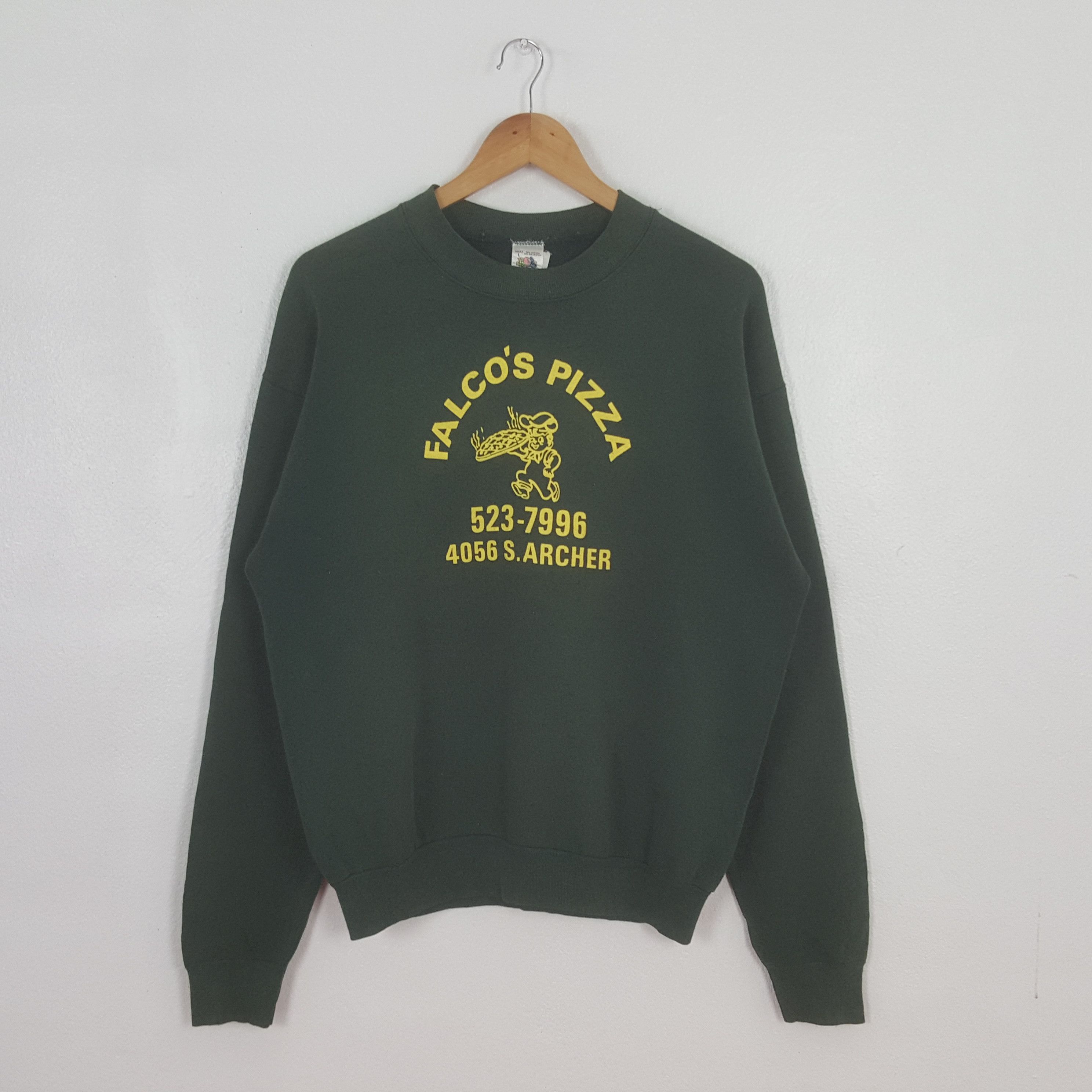 Fruit Of The Loom Vintage 90's Falco's Pizza America Promo Sweatshirt C317N20 Size US M / EU 48-50 / 2 - 1 Thumbnail