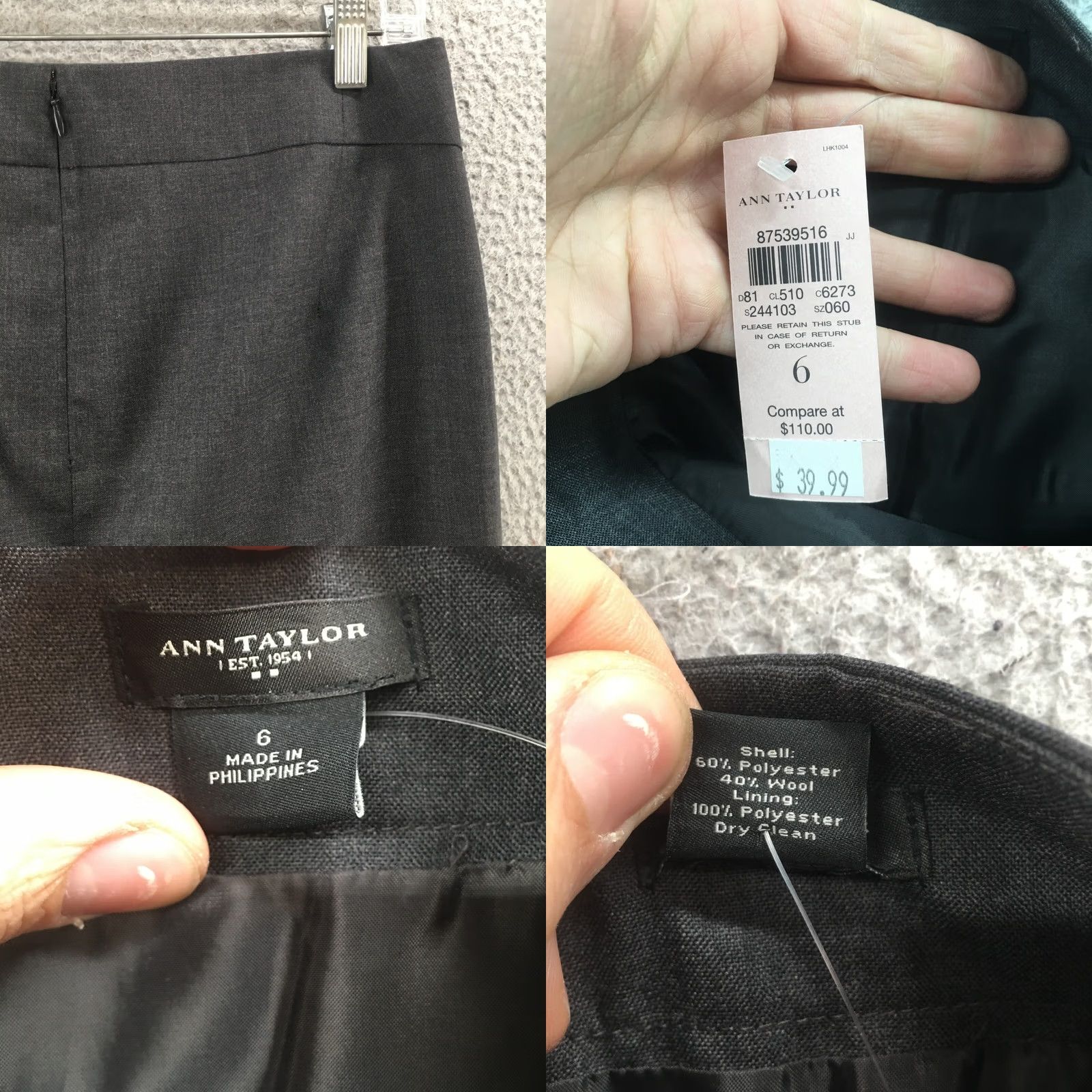 Ann Taylor Ann Taylor Midi Straight Pencil Skirt Womens 6 Solid Gray Zip Back Slit NEW Size 28" / US 6 / IT 42 - 8 Thumbnail
