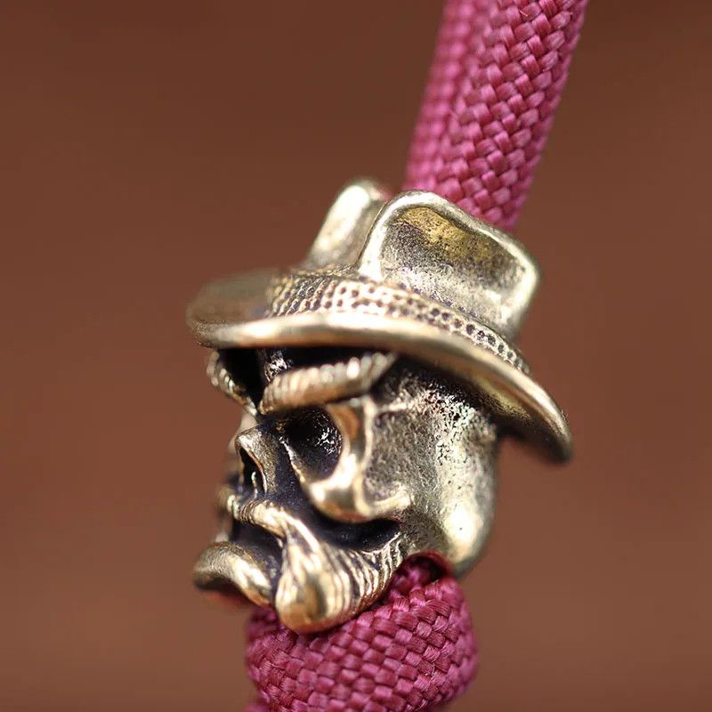 Handmade 3Pcs Cowboy Old Skull Knife Beads Paracord Bead Zipper Charm Size ONE SIZE - 3 Thumbnail