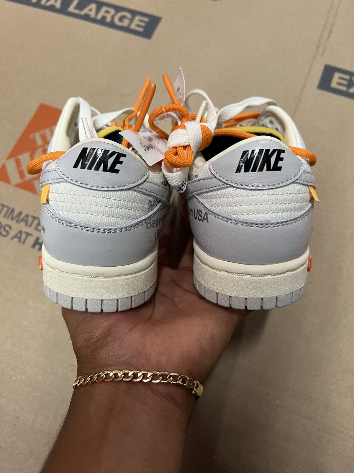 Nike × Off-White Off White/Nike Dunk Low Lot44-Sail/Neutral Grey-Alpha Orange Size US 5.5 / EU 38 - 3 Thumbnail