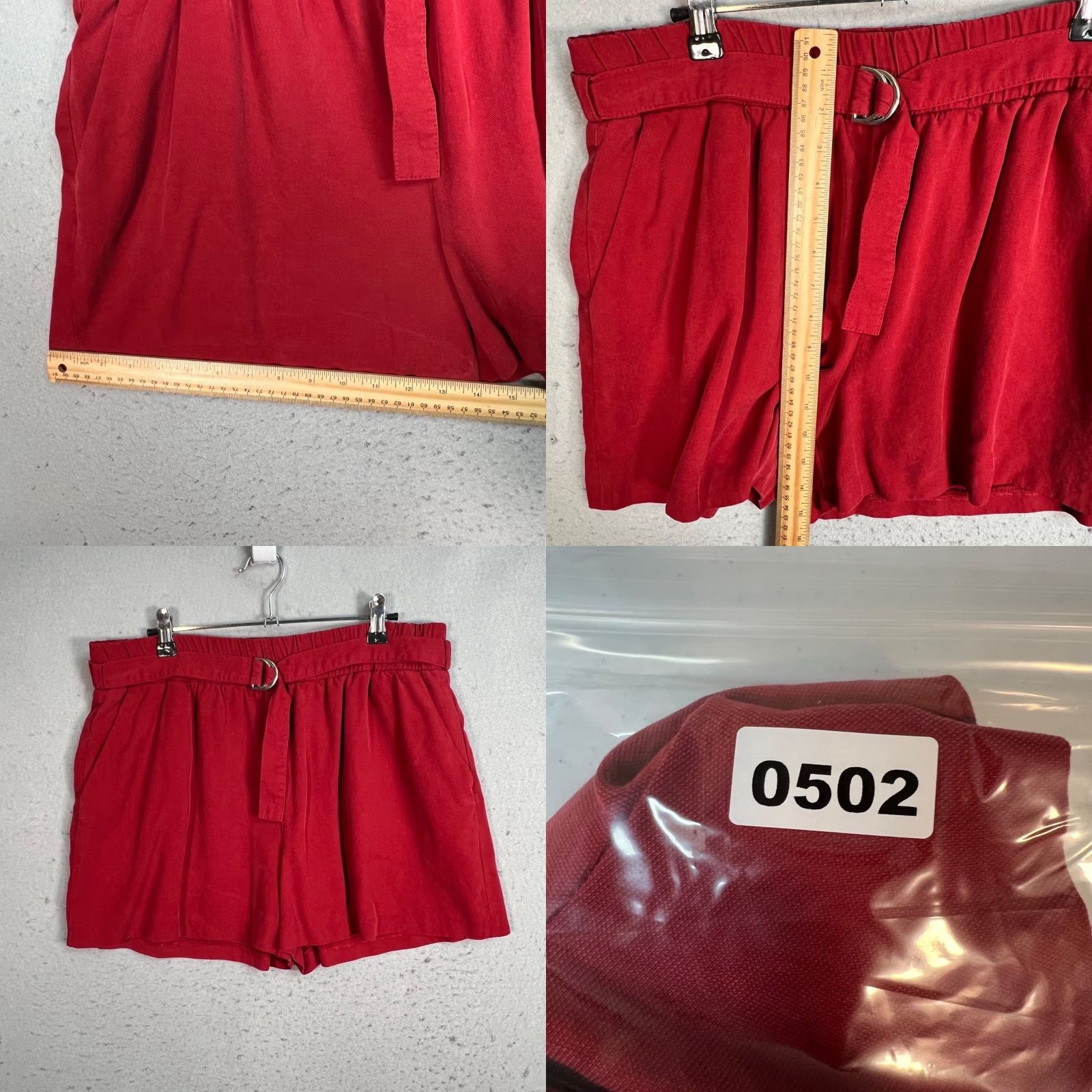 Zara VINTAGE Zara Woman Bermuda Shorts Adult Womens Large Red High-Waist with Belt 32 in Waist Lyocell Pleated 2.5 in Inseam Womens Size 36" / US 14 / IT 50 - 8 Thumbnail