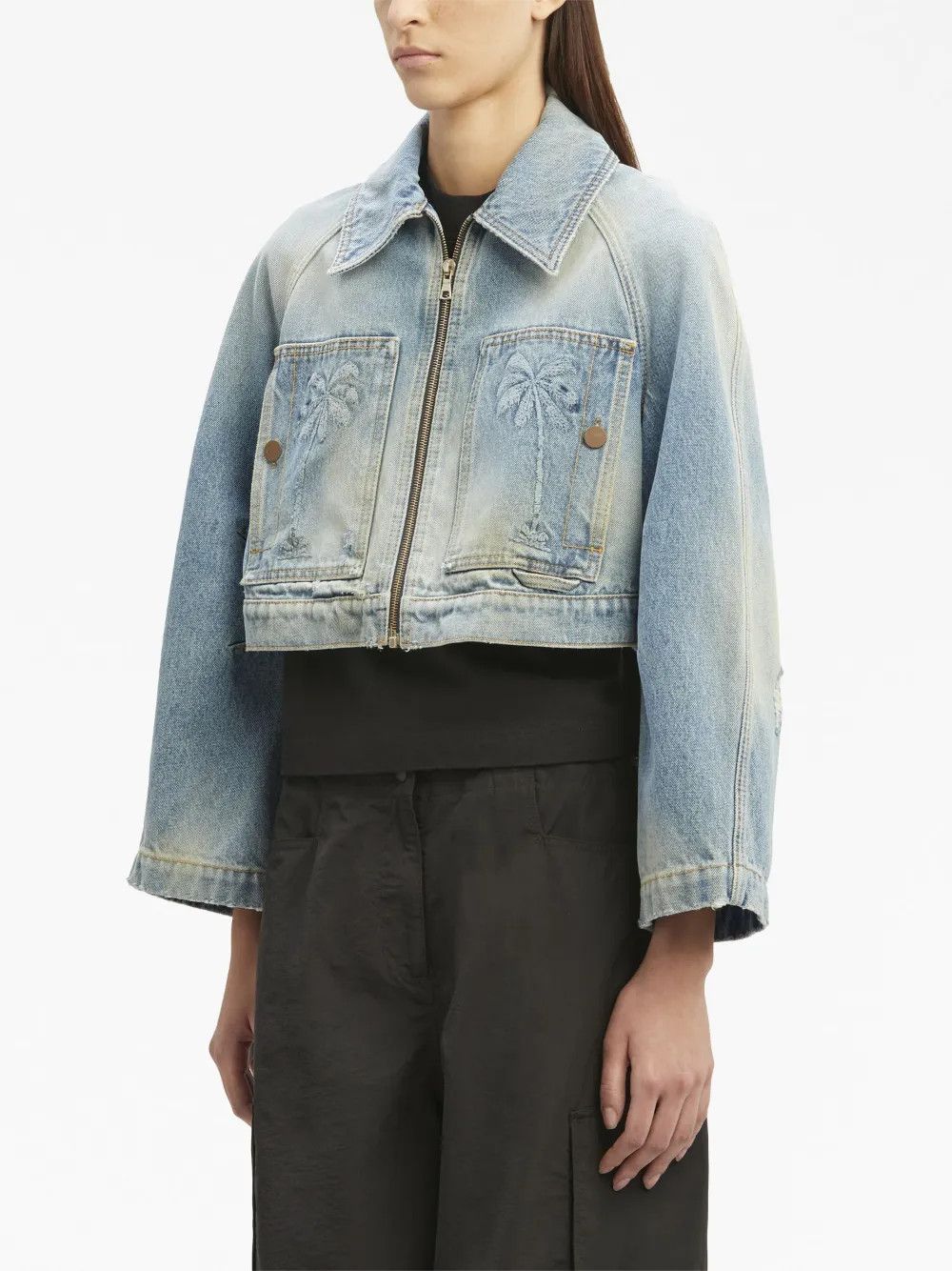 Palm Angels o1y1125 Denim Jacket in Light Blue Size M / US 6-8 / IT 42-44 - 4 Thumbnail