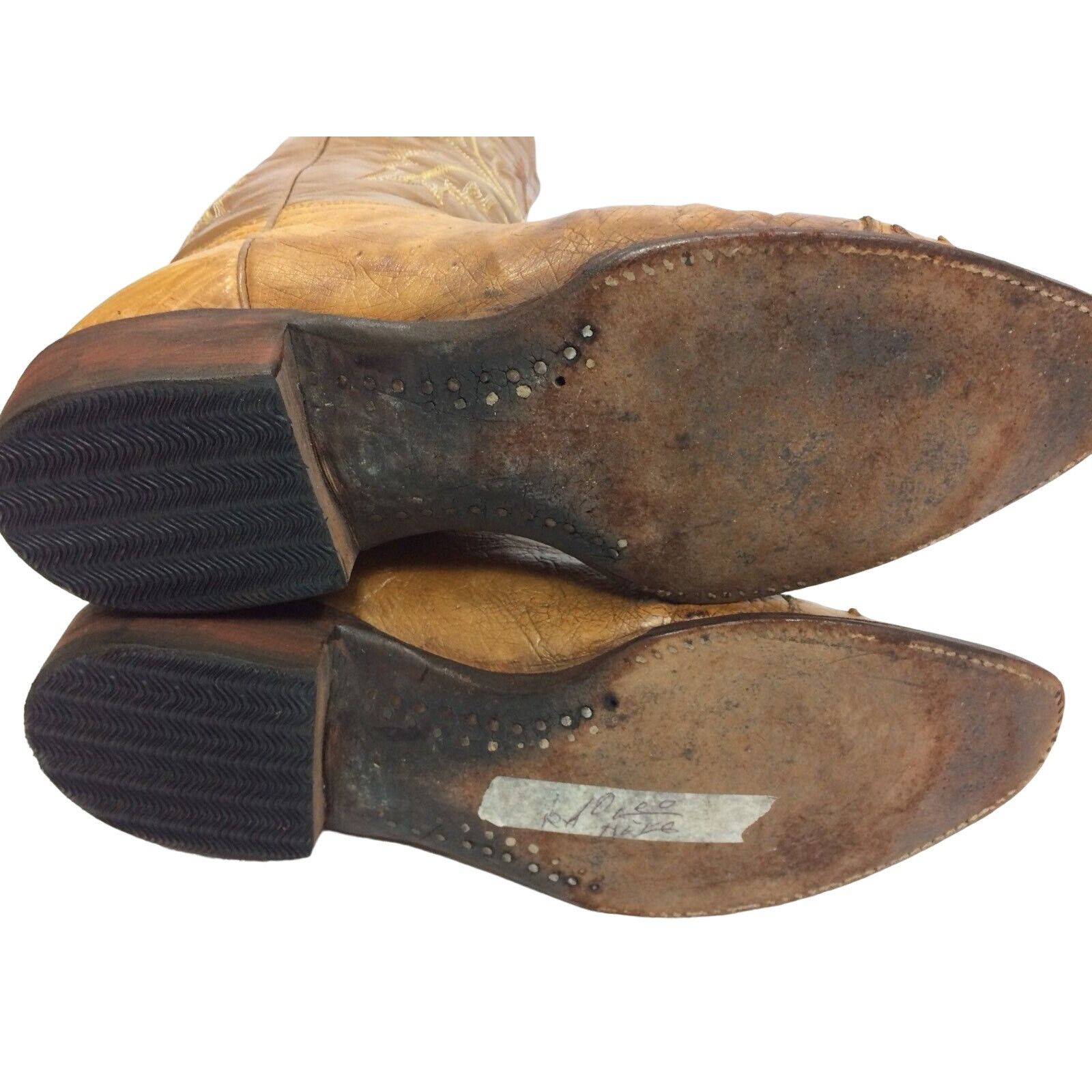 Other Vtg Cognac ROCKABILLY Cowboy OSTRICH Quill Skin Boots Size US 9.5 / EU 42-43 - 9 Thumbnail