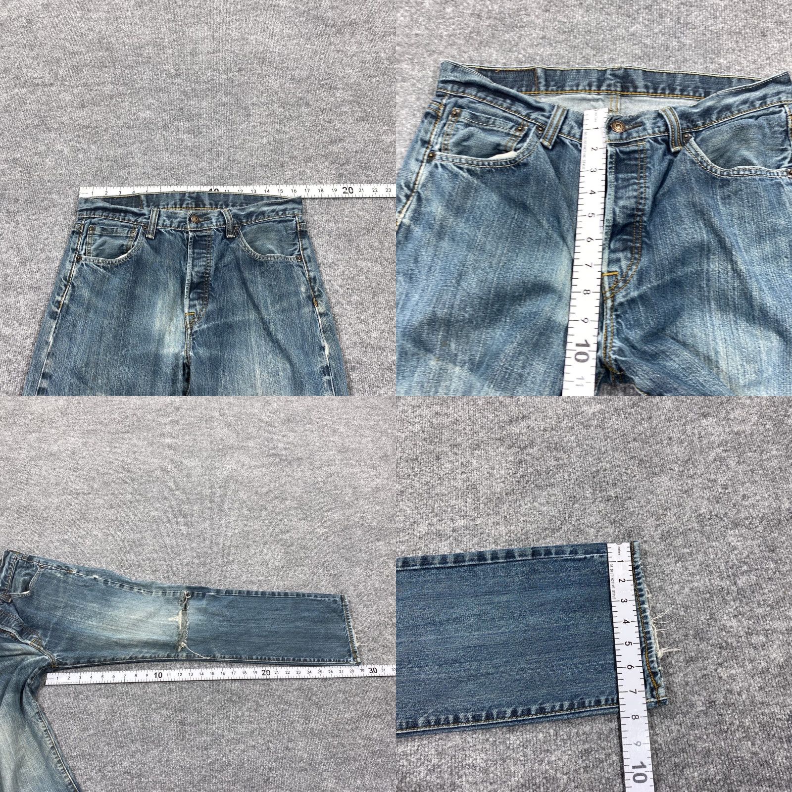 Levi's Levi's 501 Original Fit Jeans Jeans 501 Original Fit Mens 33x30 Blue Distressed Ripped Straight Leg 90s Mens Regular Button Fly Blue Jeans Size US 33 - 8 Thumbnail