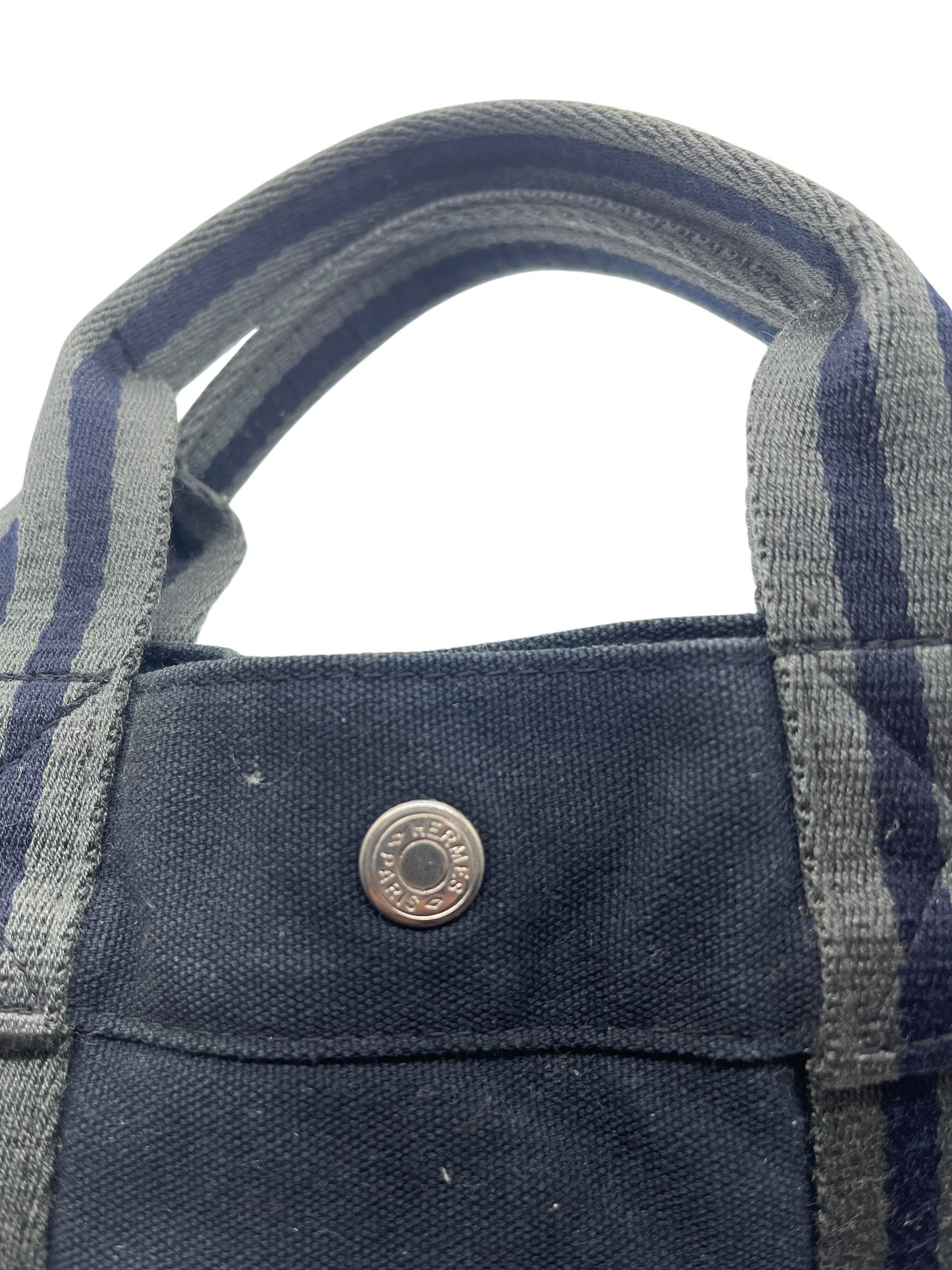 Hermes Vintage Hermès Herline MM Tote Canvas Striped Handles France Size ONE SIZE - 7 Thumbnail